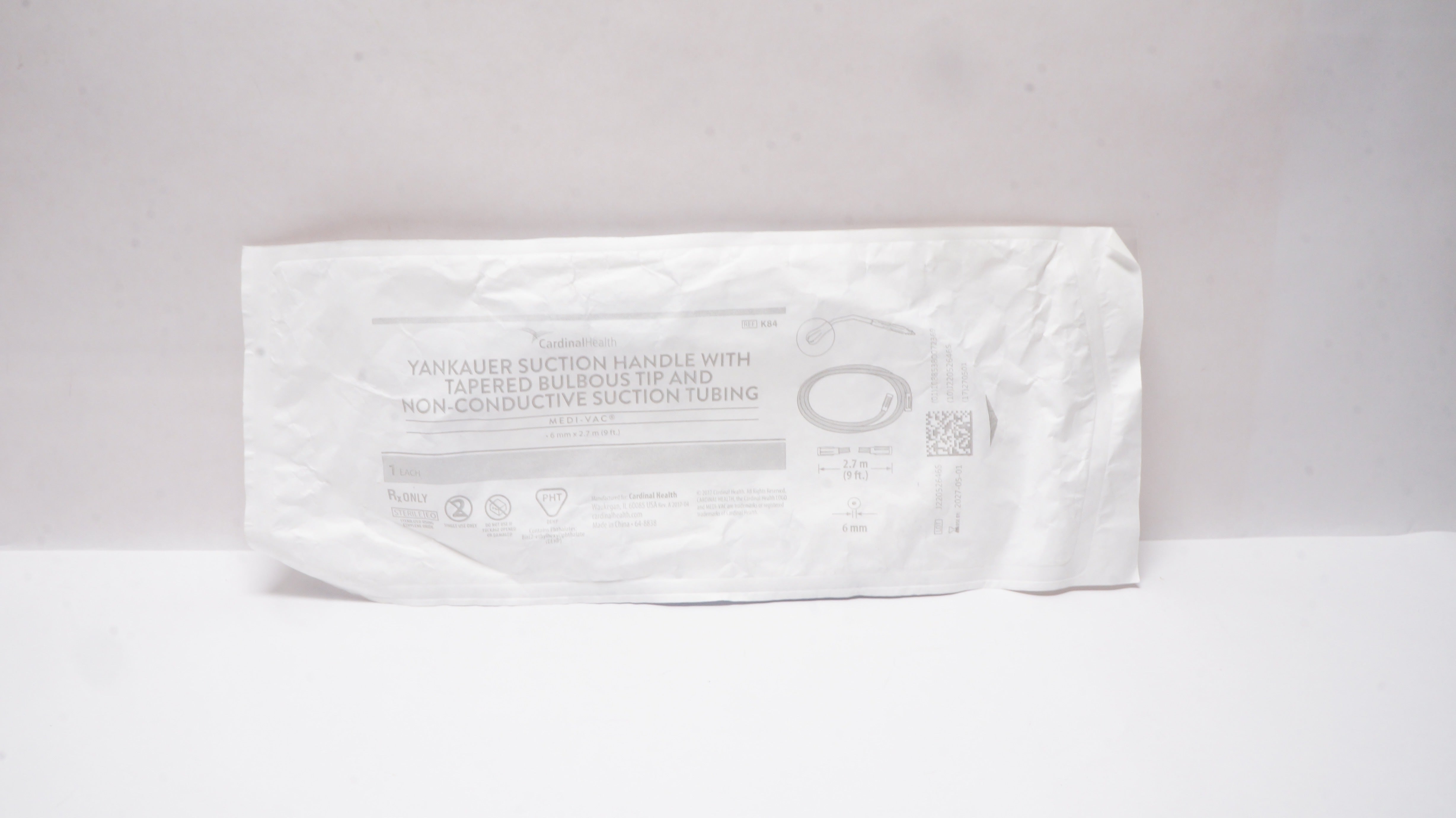 Cardinal Health K84 Medi-VAC Yankauer Suction Handle 6mm x 9ft.