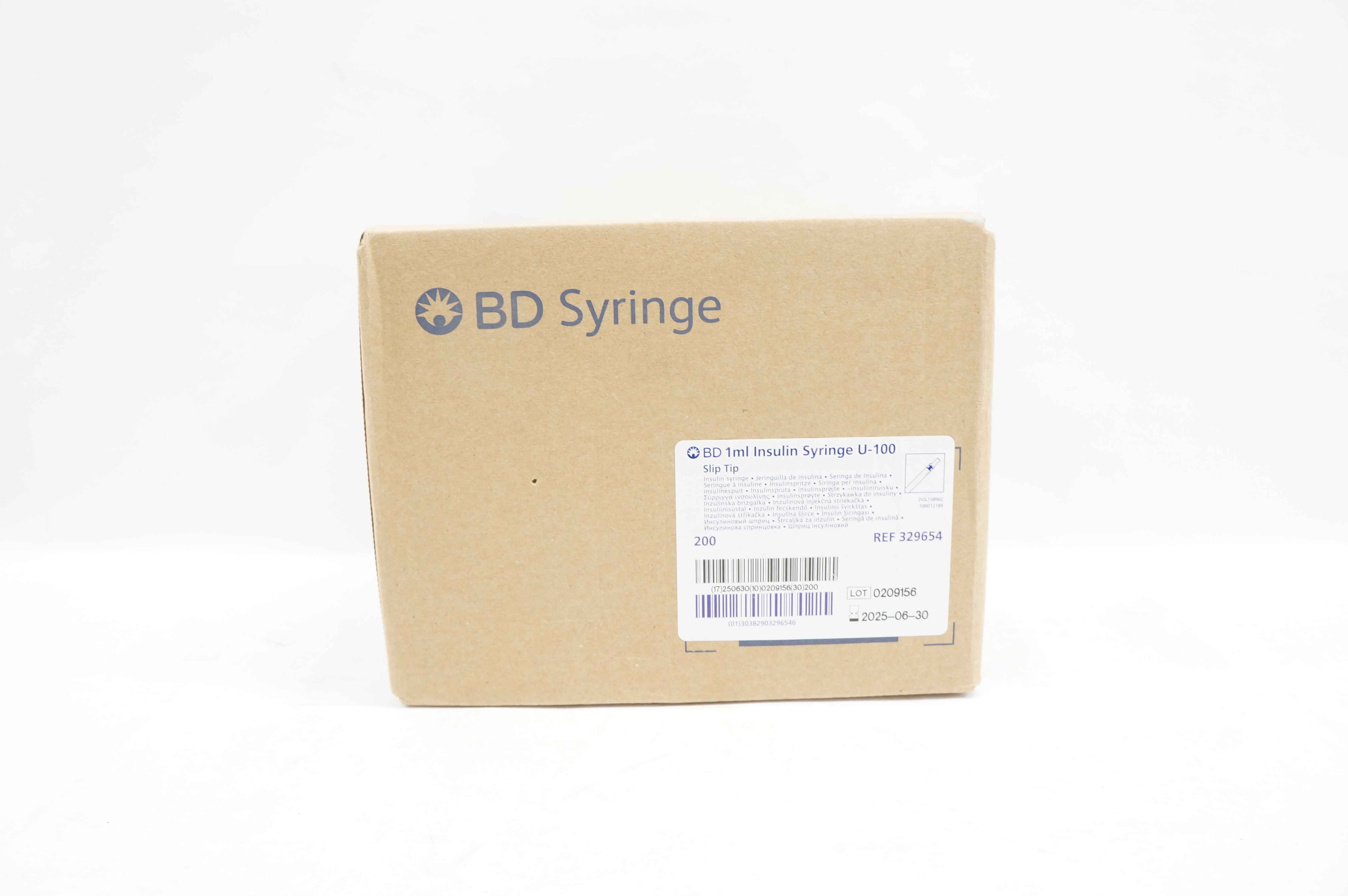 BD 329654 1ml Insulin Syringe U-100 Slip Tip - Case of 200