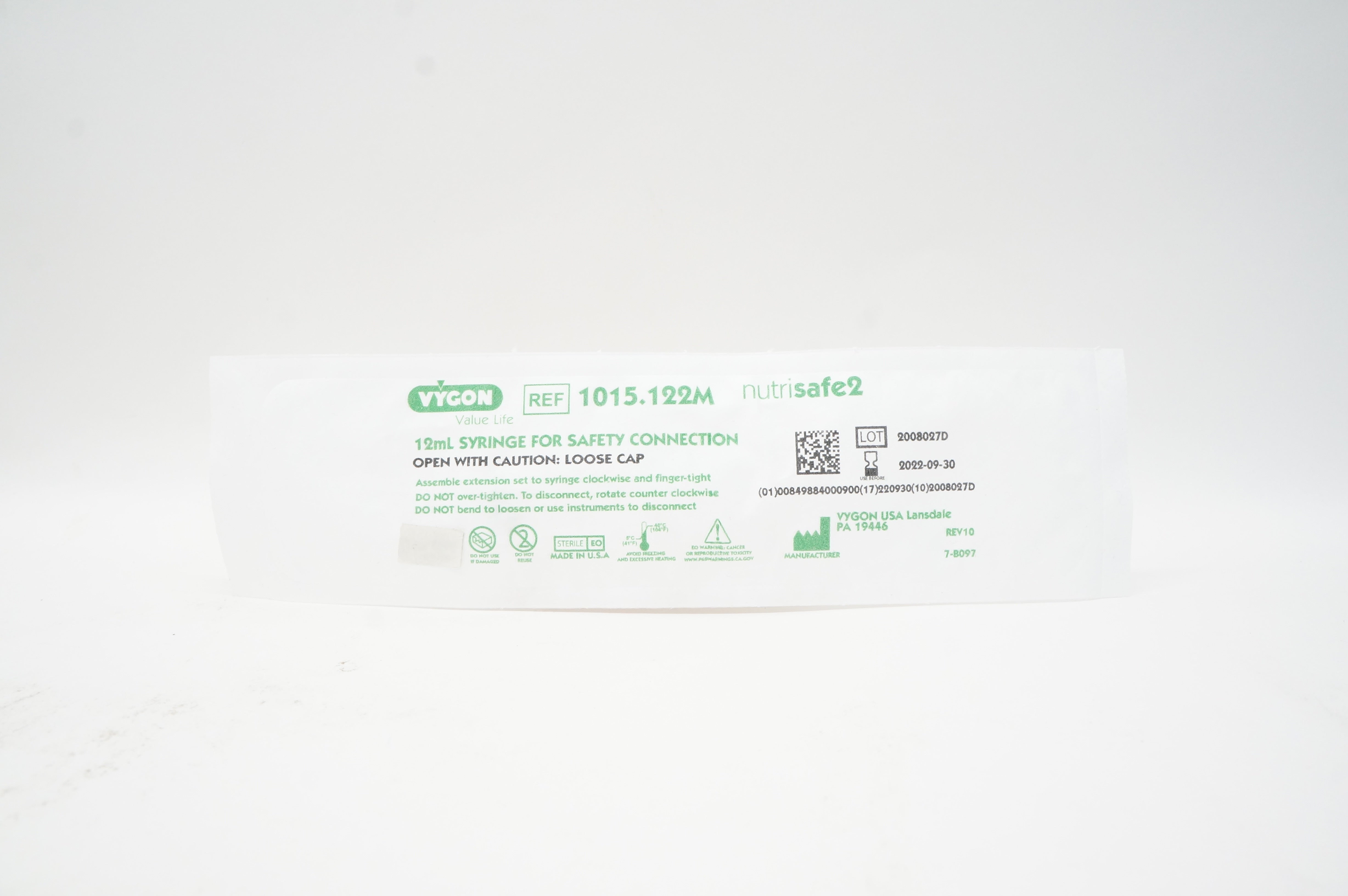 Vycon 1015.122M 12ml Syringe for Safety Connection Nutrisafe 2