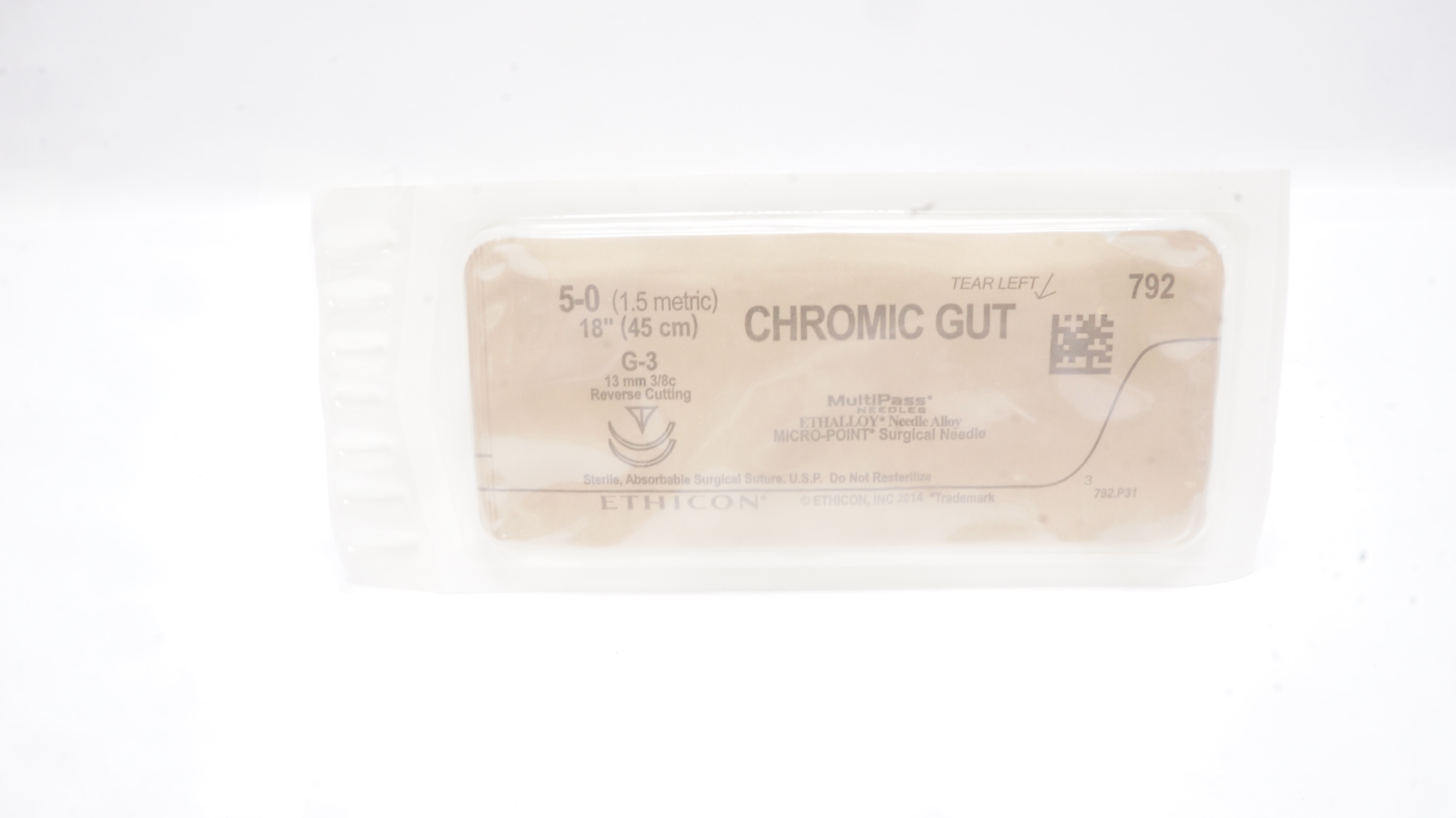 Ethicon 792 5-0 CHROMIC GUT Stre G-3 13mm 3/8c Reverse Cutting, 18 inch (x)
