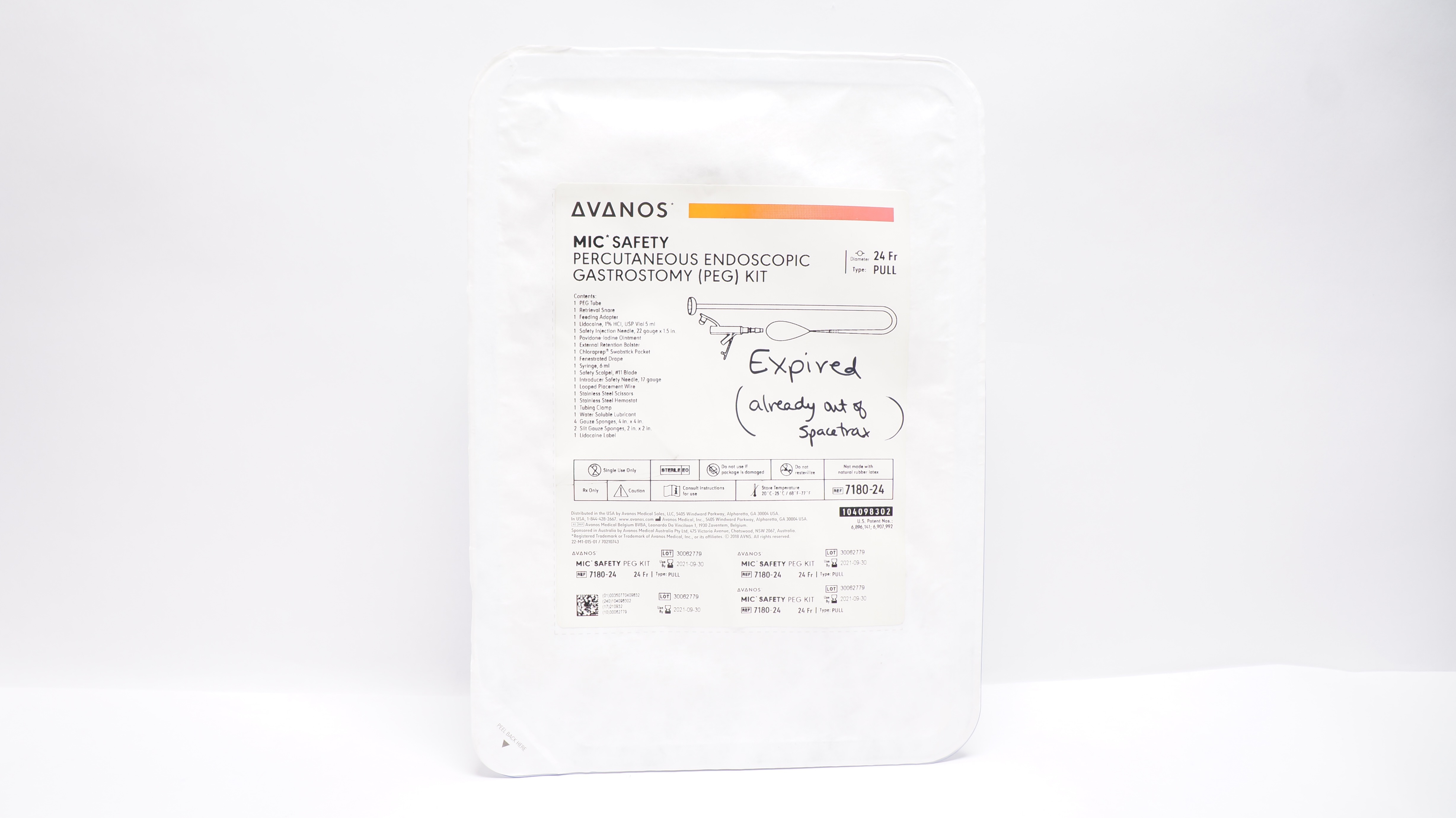 Avanos 7180-24 MIC Safety Percutaneous Endoscopic Gastrostomy Kit 24Fr (x)