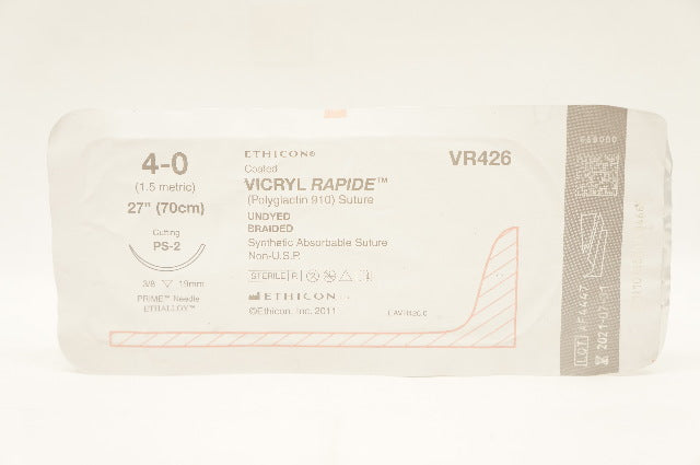 Ethicon VR426 4-0 Vicryl Rapide Coated Undyed PS-2 Cutting 3/8 19mm, 27inch (x)