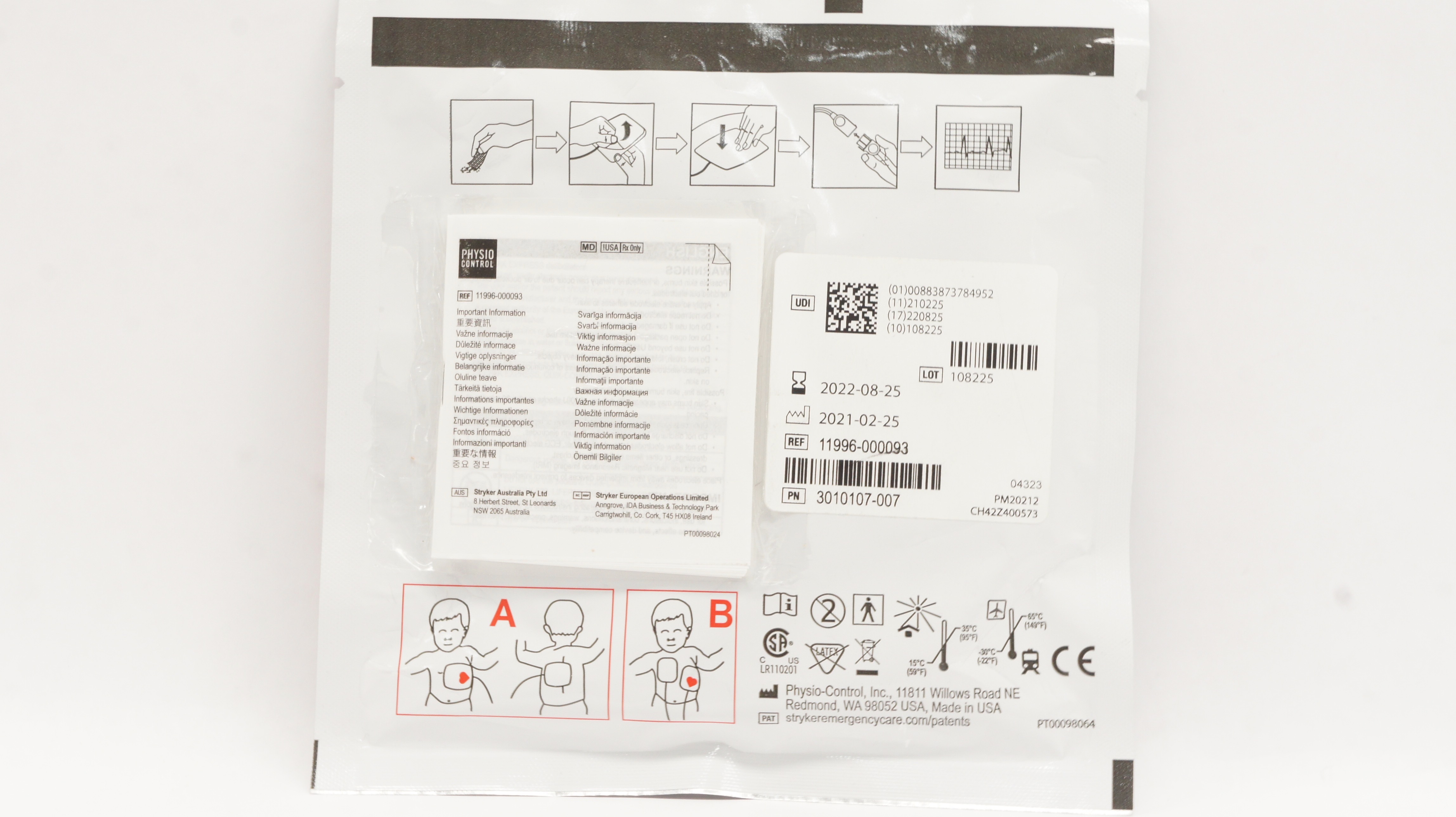 Physio Control 11996-000093 Quik-Combo RTS Pediatric ECG Electrodes 0-33lbs. (x)