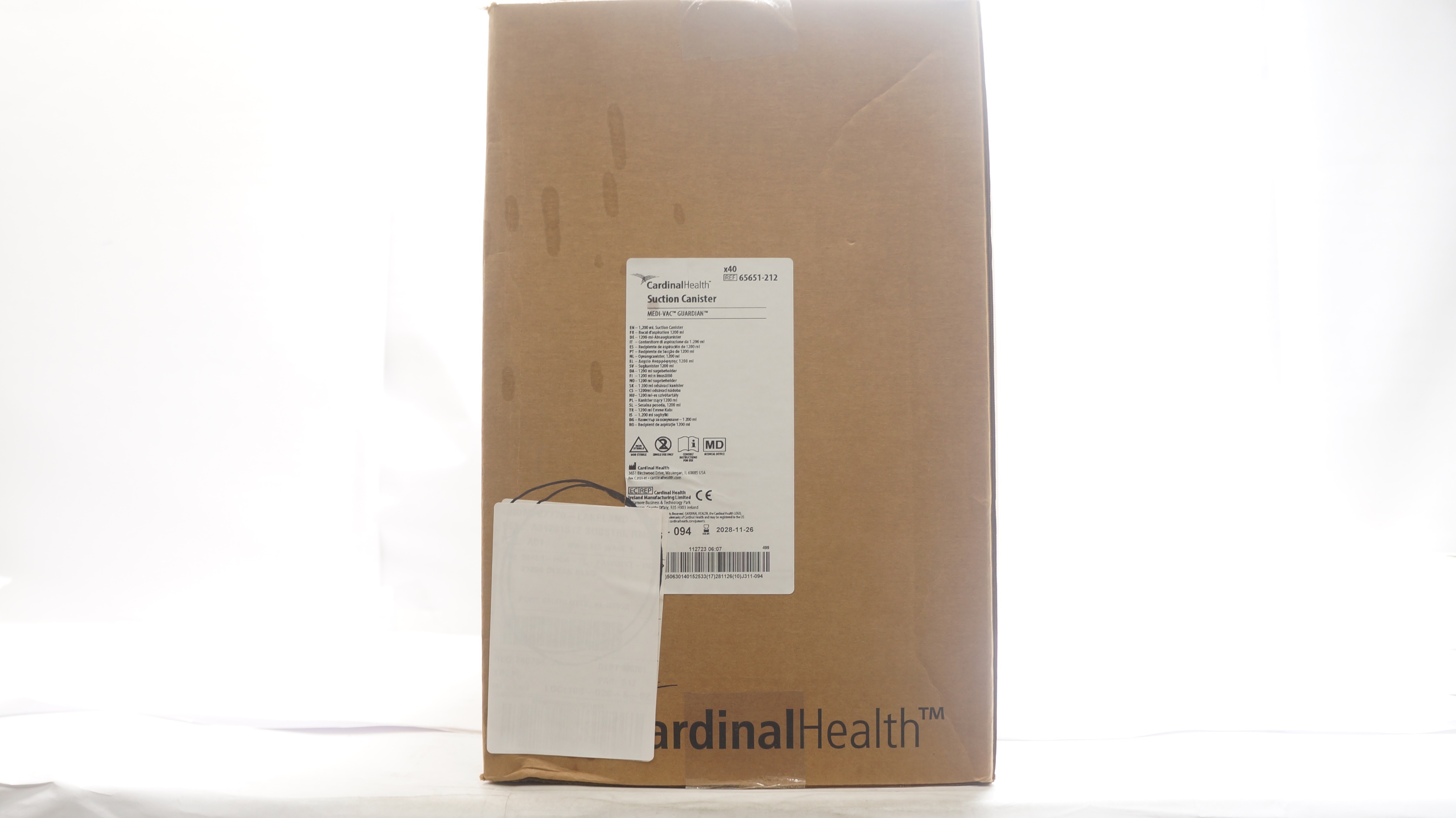 Cardinal Health 65651-212 Medi-VAC Guardian Suction Canister 1,200mL - Box of 40