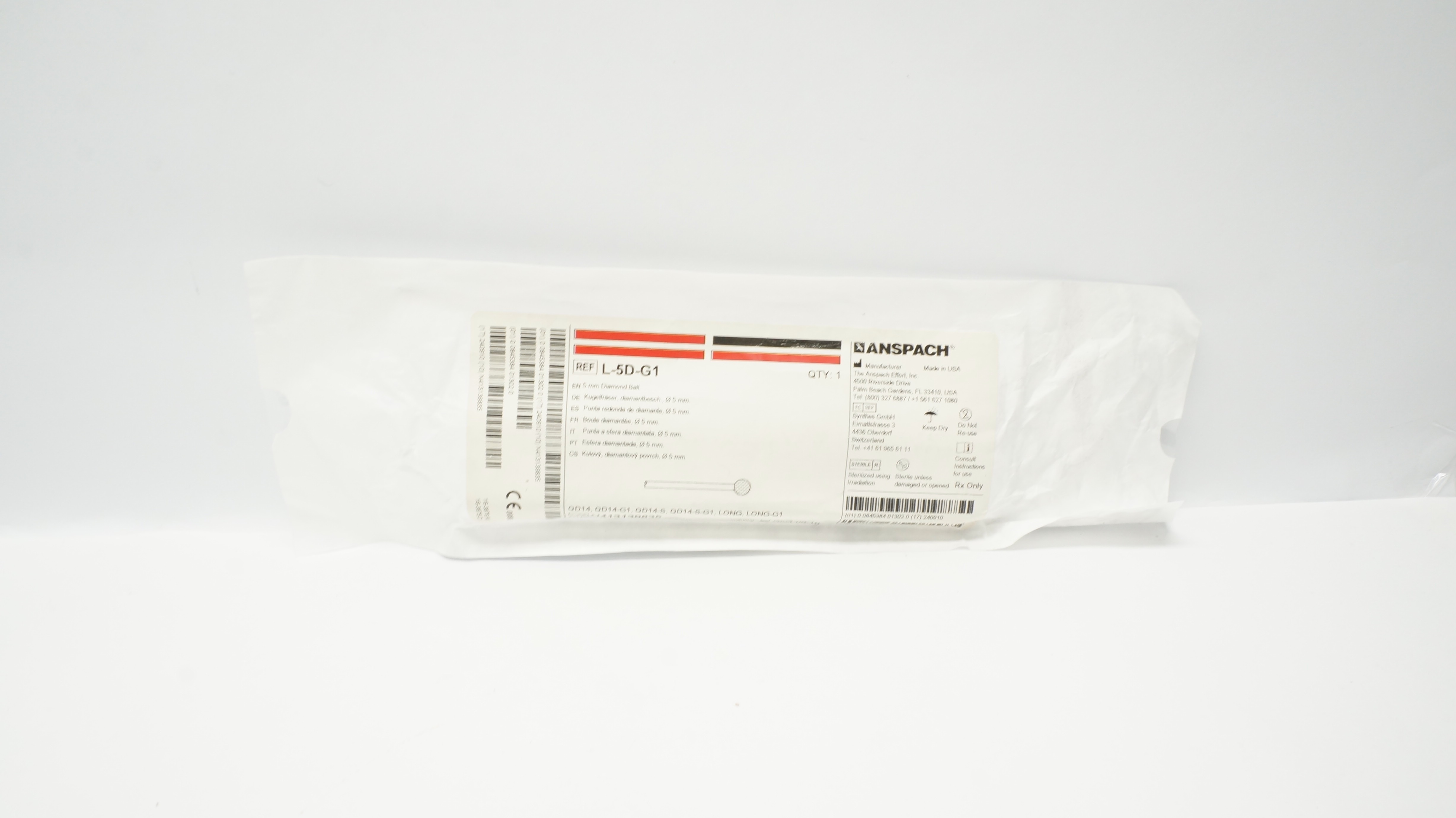 Anspach L-5D-G1 Cutting Burr, 5mm Diamond Ball (x)