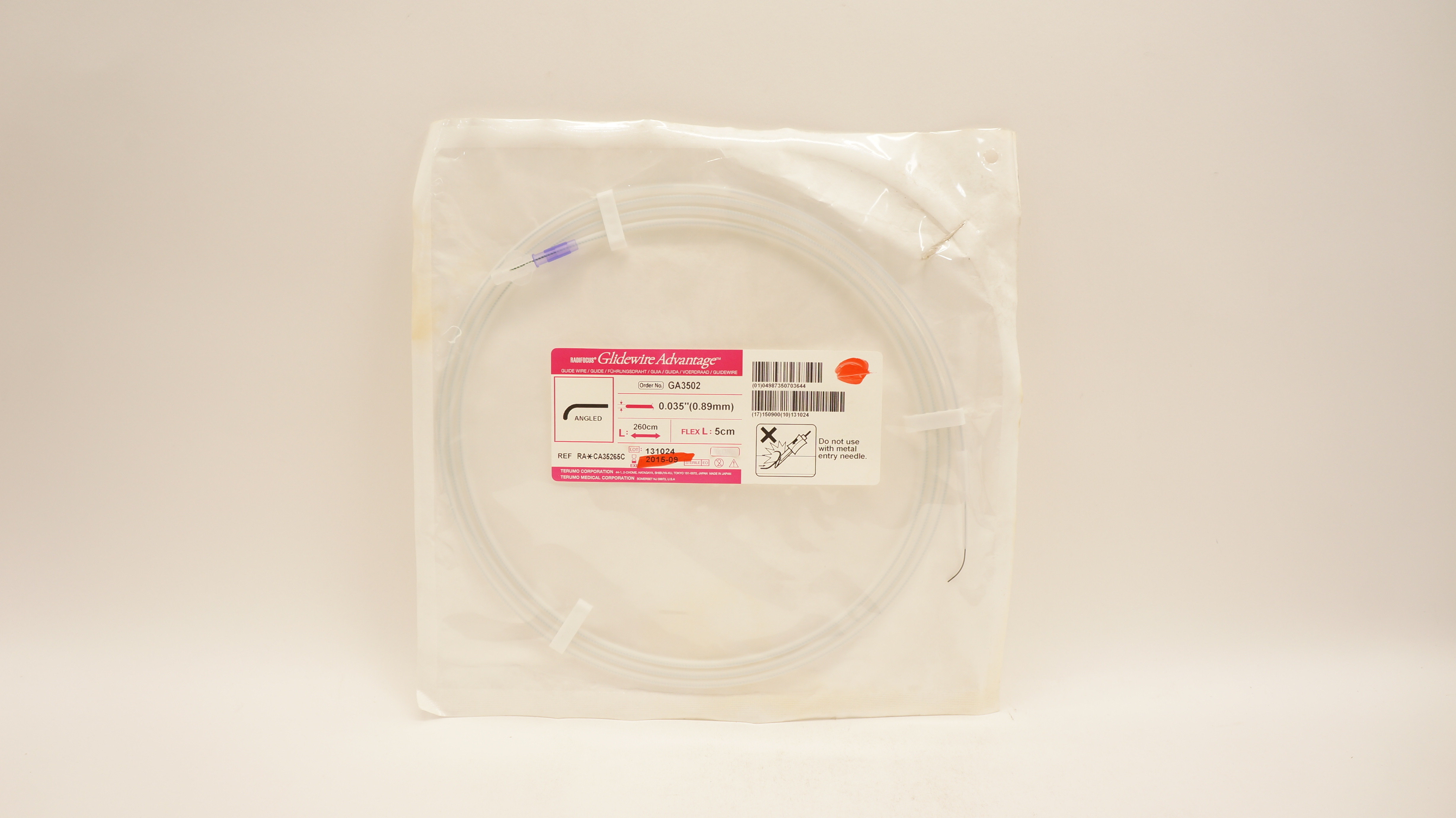 Terumo GA3502 Radifocus Glide Wire Advantage 0.035inch x 260cm (x)