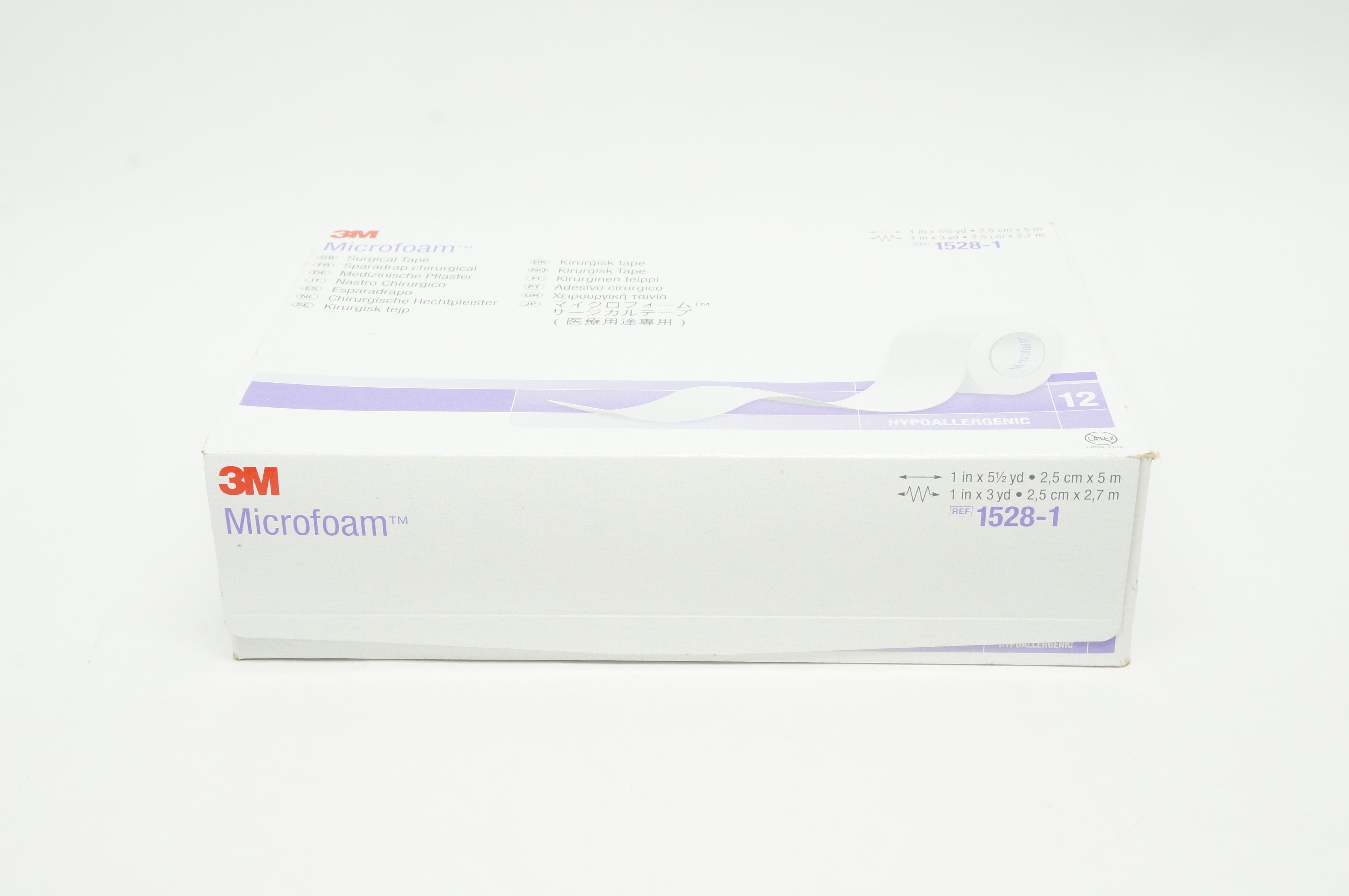 3M 1528-1 Microfoam Surgical Tape 1inch x 5-1/2 yd - Box of 12