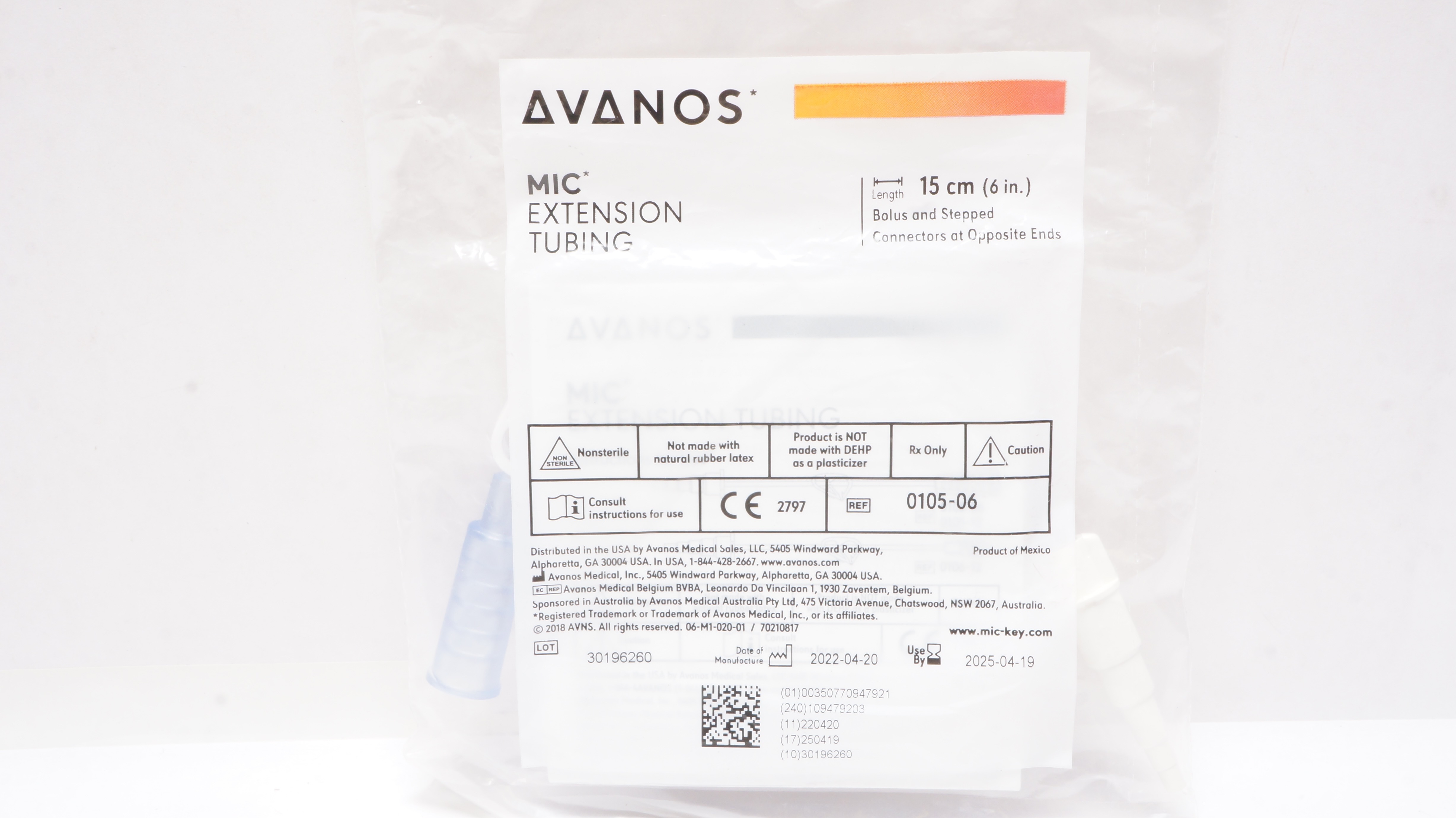 Avanos 0105-06 MIC Extension Tubing 6inch