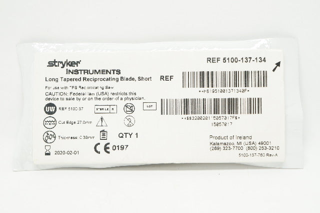 Stryker 5100-137-134 Long Tapered Reciprocating Blade Short (x)
