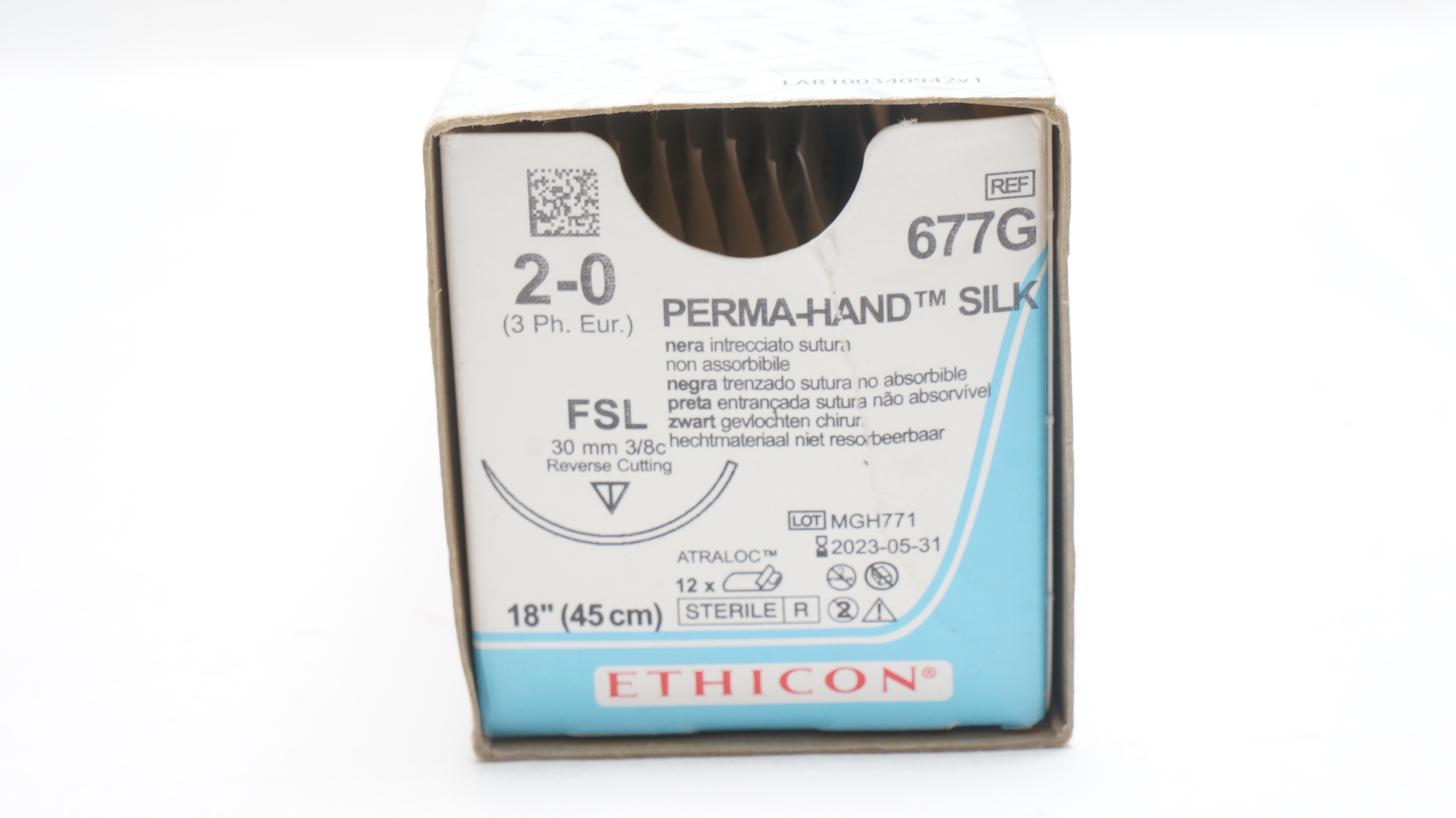 Ethicon 677G 2-0 SILK, FSL, 30mm 3/8, Reverse Cutting, 18inch ~ Pack of 10 (x)