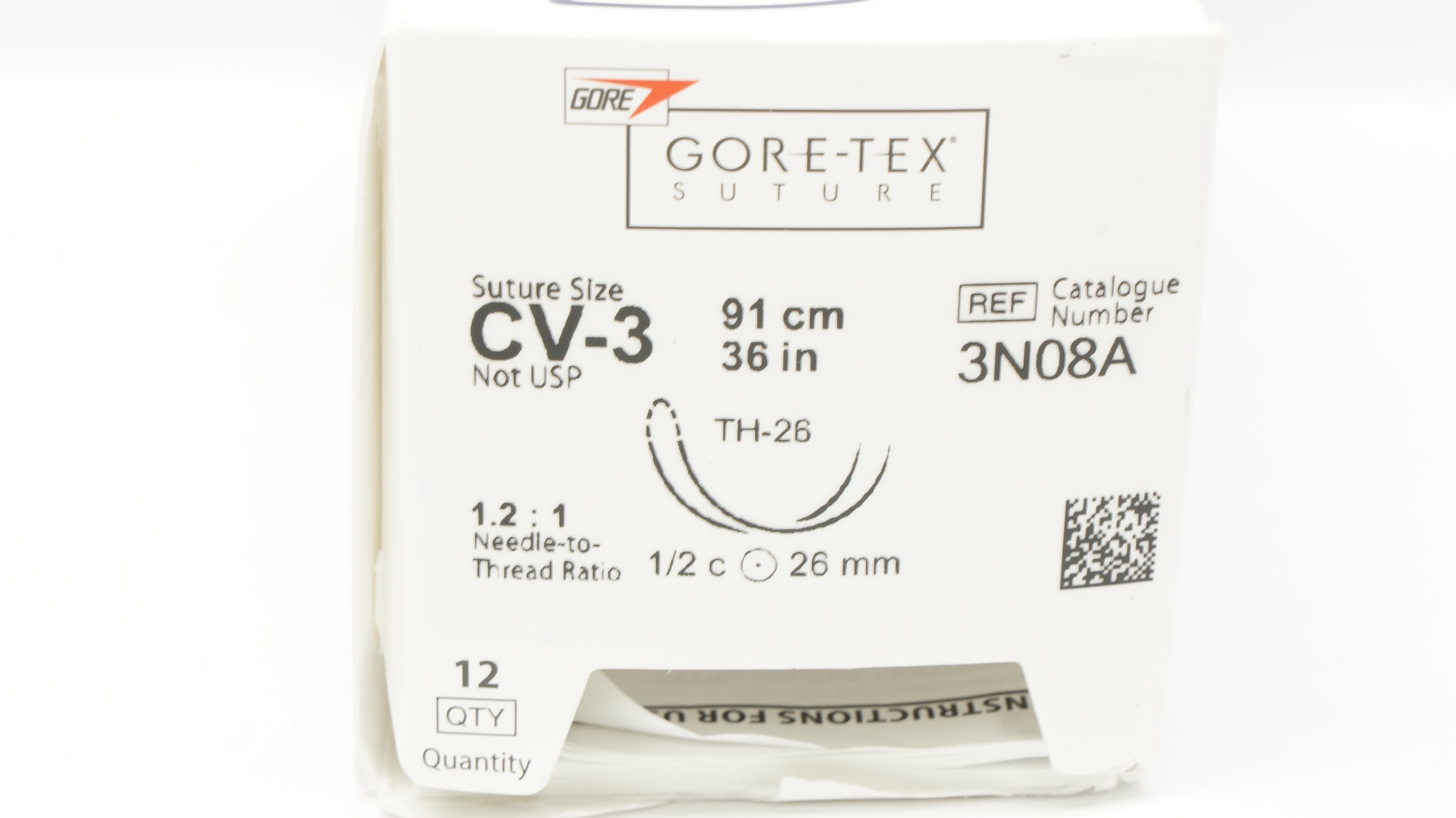 Gore 3N08A CV-3 ePTFE Monofilament Stre TH-26 1/2c 26mm 36inch - Box of 12