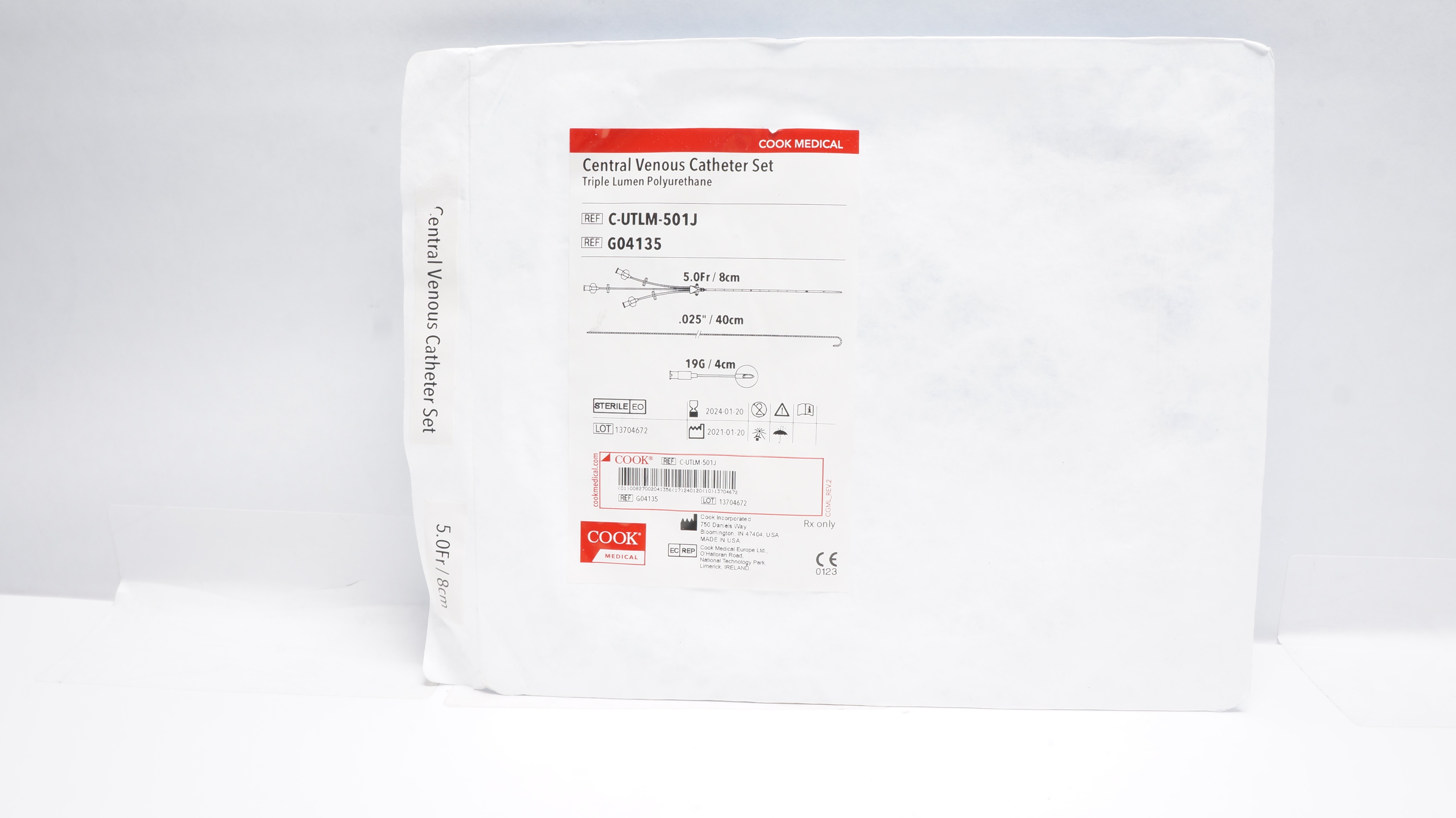 Cook Medical G04135 Central Venous Cath. Set Triple Lumen Polyurethane