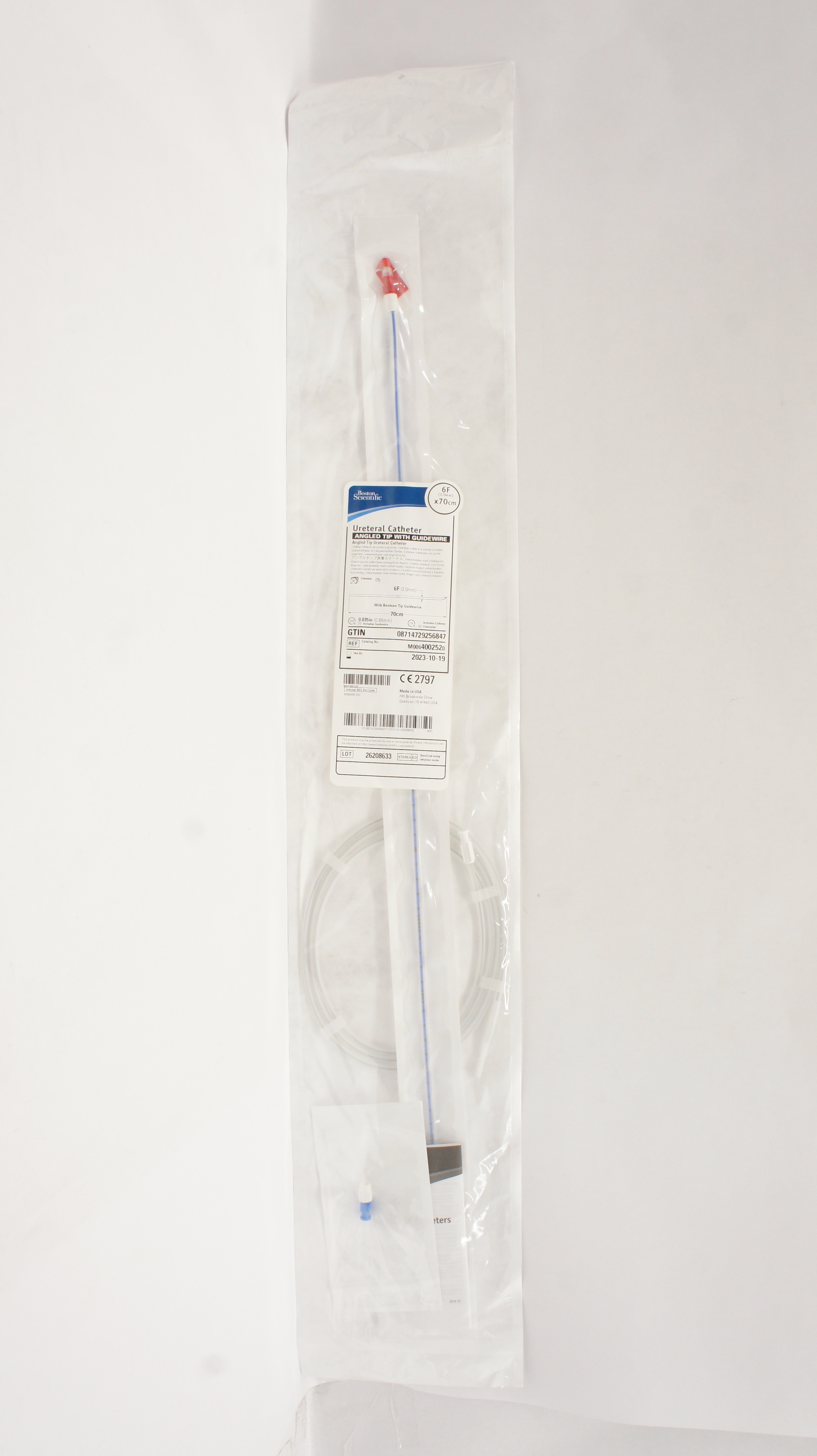 Boston Scientific 400252 Ureteral Cath. Angled Tip w/Guidewire 6F x 70cm