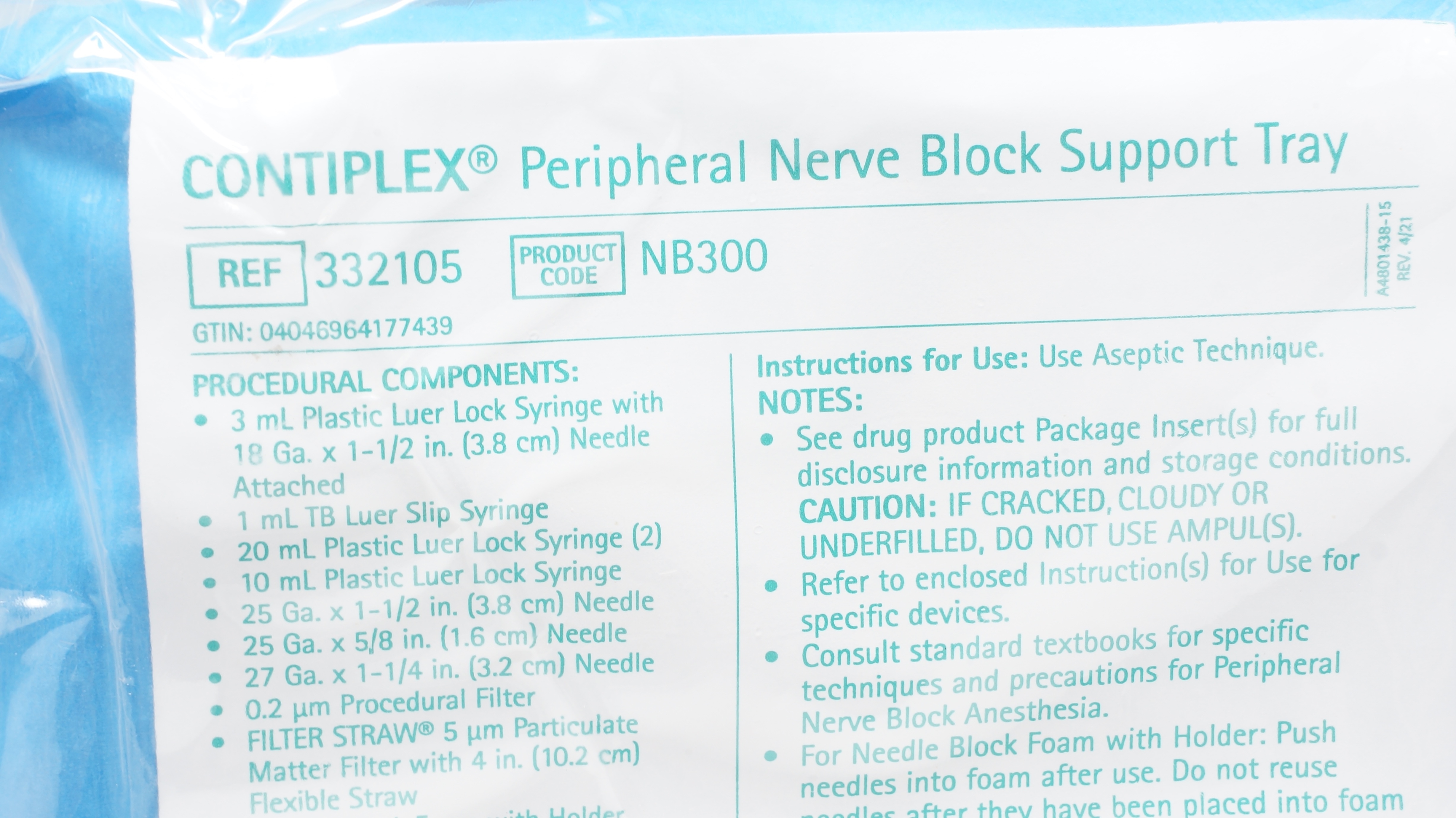 B.Braun 332105 Contiplex Peripheral Nerve Block Support Tray