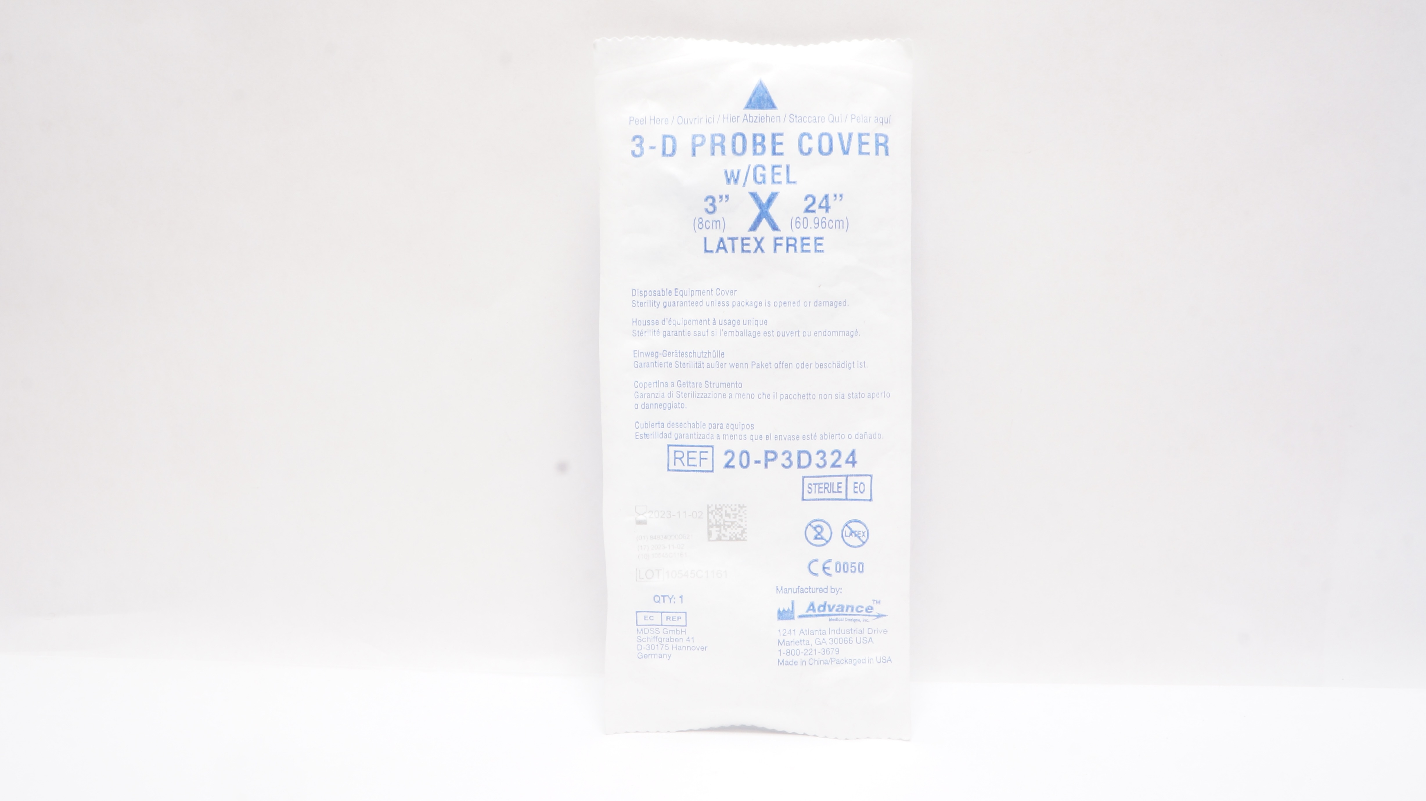 Advance 20-P3D324 3-D Probe Cover w/Gel 3inch x 24inch