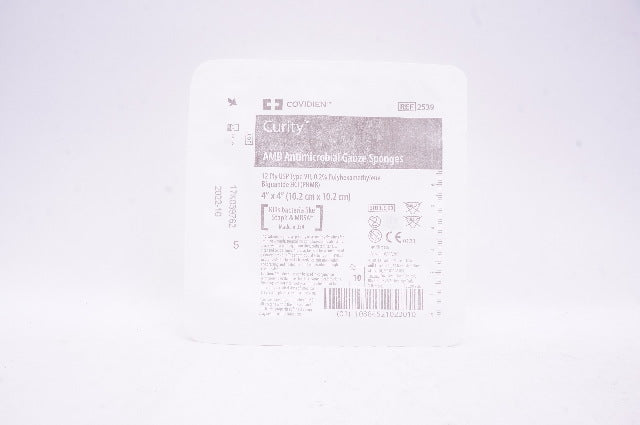 Covidien 2539 Curity AMD Antimicrobial Gauze Sponges 4in x 4in - Pack of 10