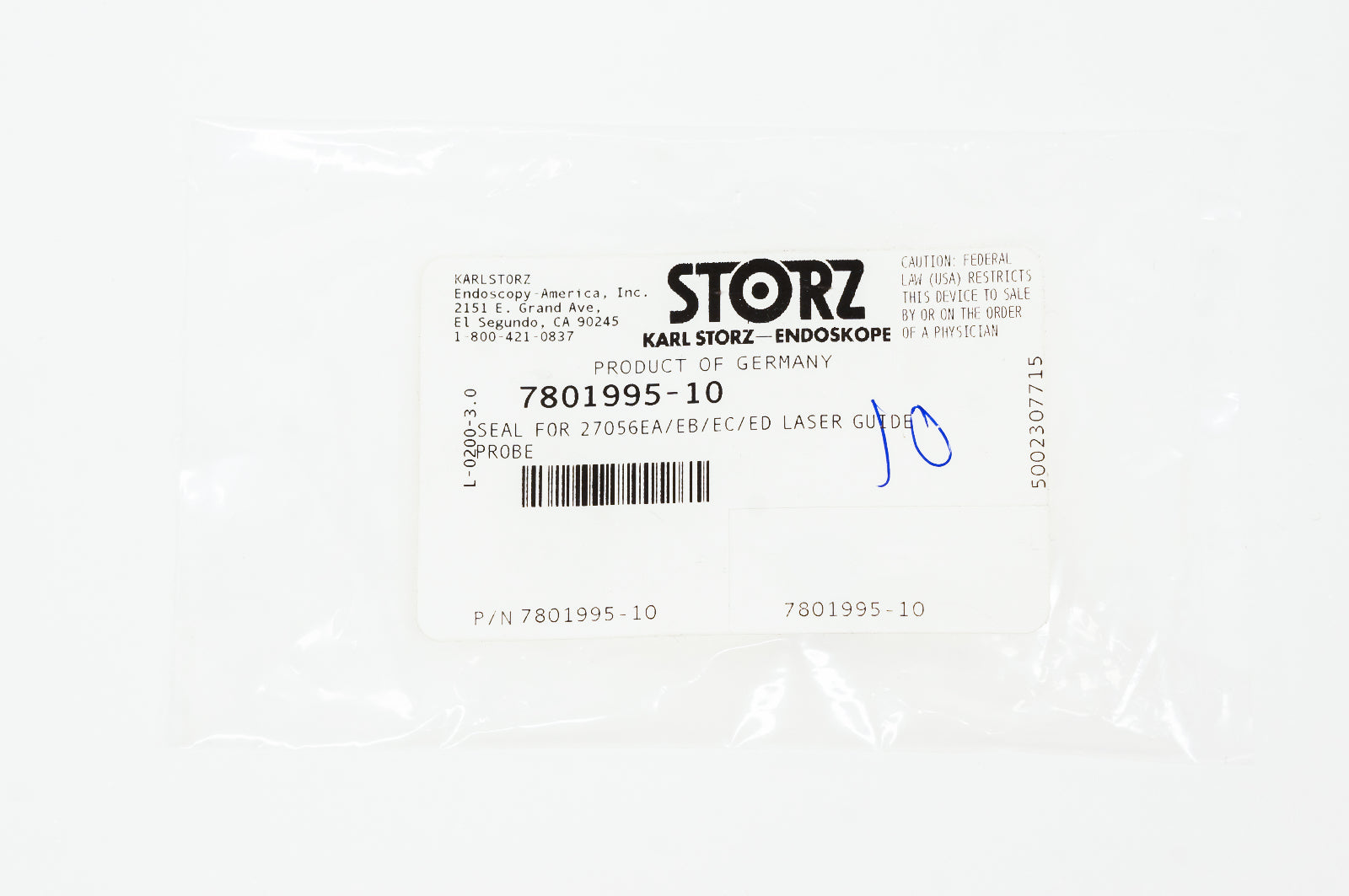 Karl Storz 7801995-10 Seal For 27056EA/EB/EC/ED Laser Guide