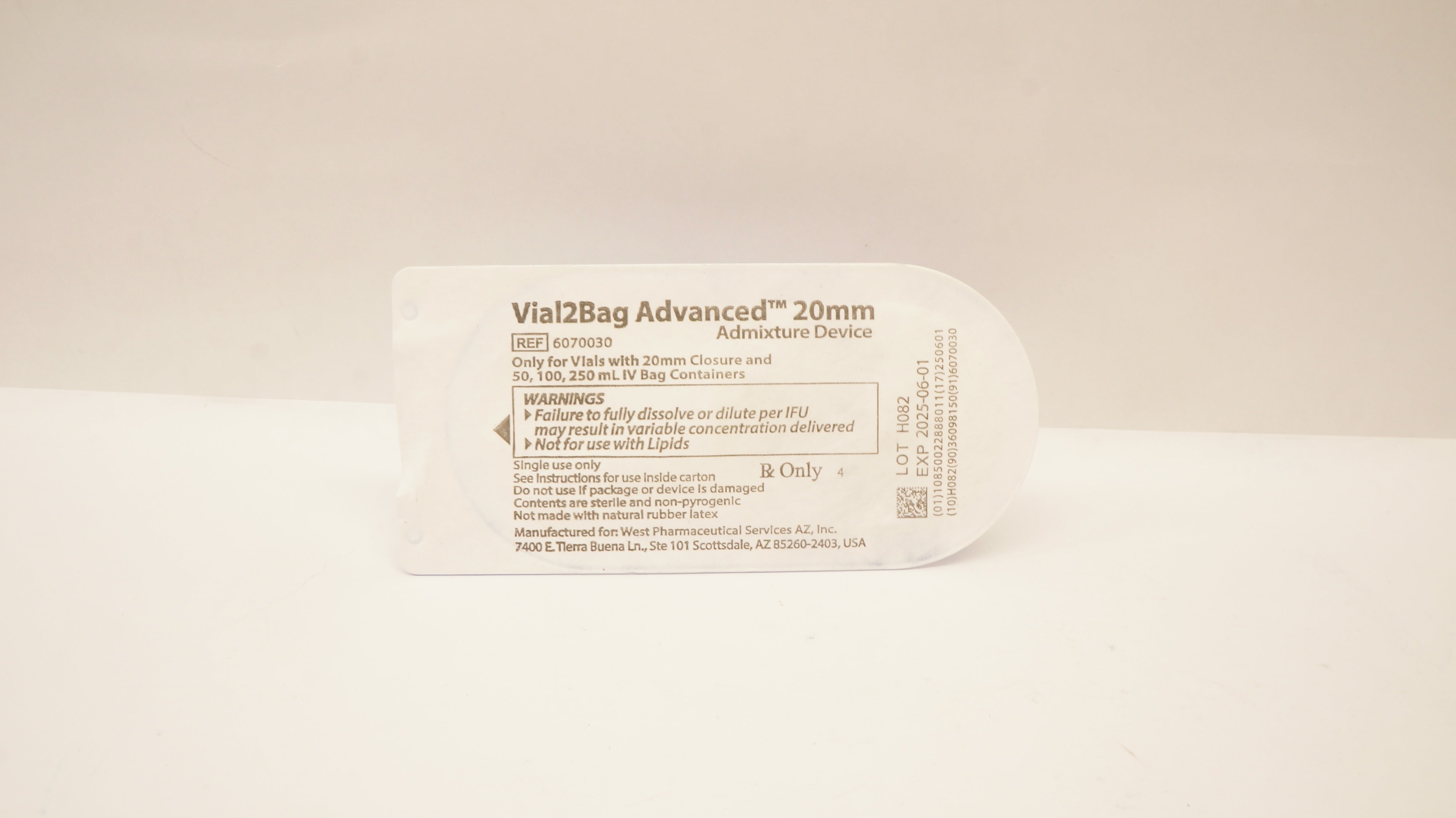 West Pharmaceutical 6070030 Vial2Bag Advanced Admixture Device 20mm
