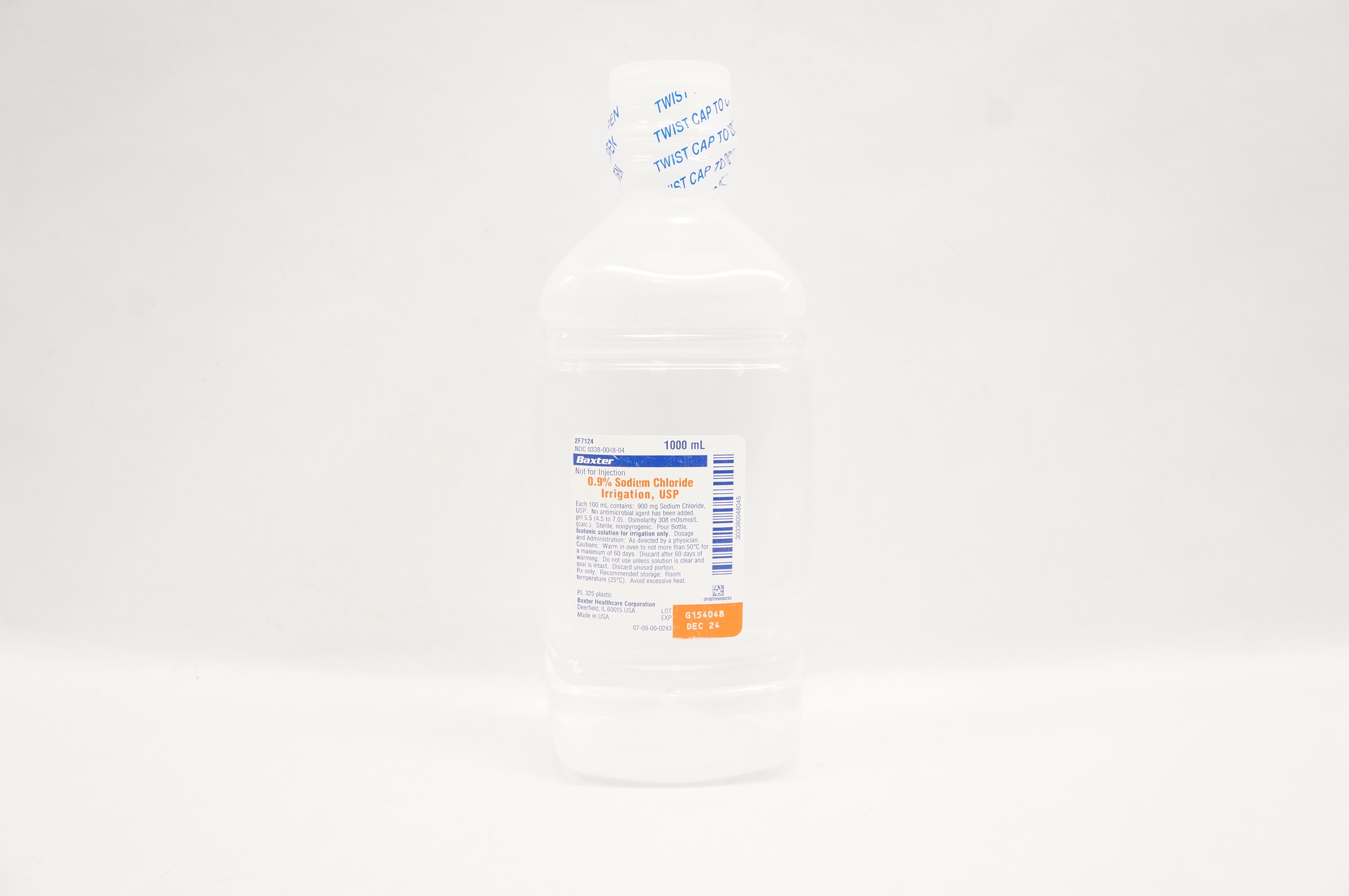 Baxter 2F7124 0.9% Sodium Chloride Irrigation USP 1000 mL Bottle