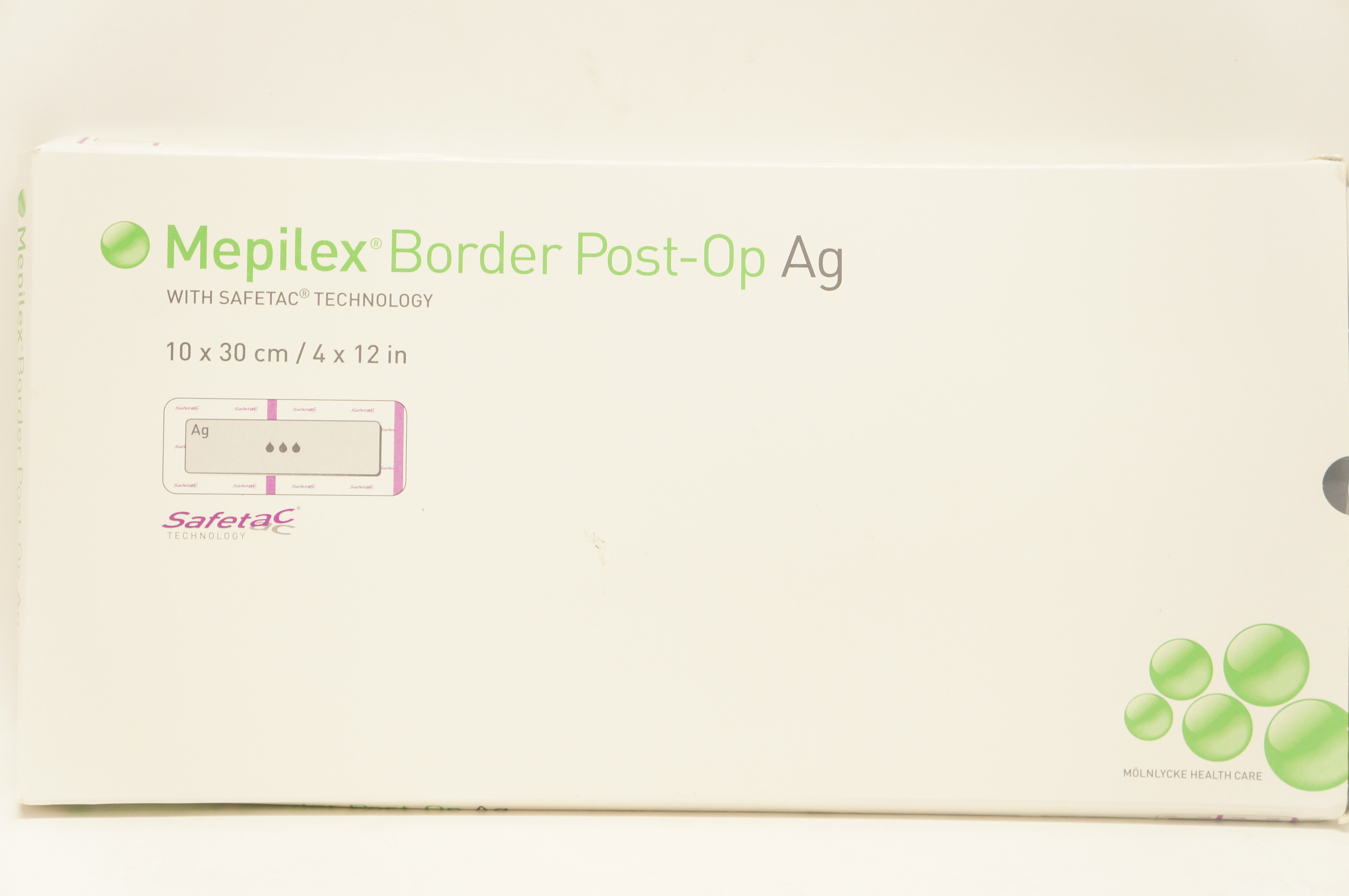Molnlycke Health Care 498600 Mepilex Border Post-On Ag 4 x 12inch - Box of 5