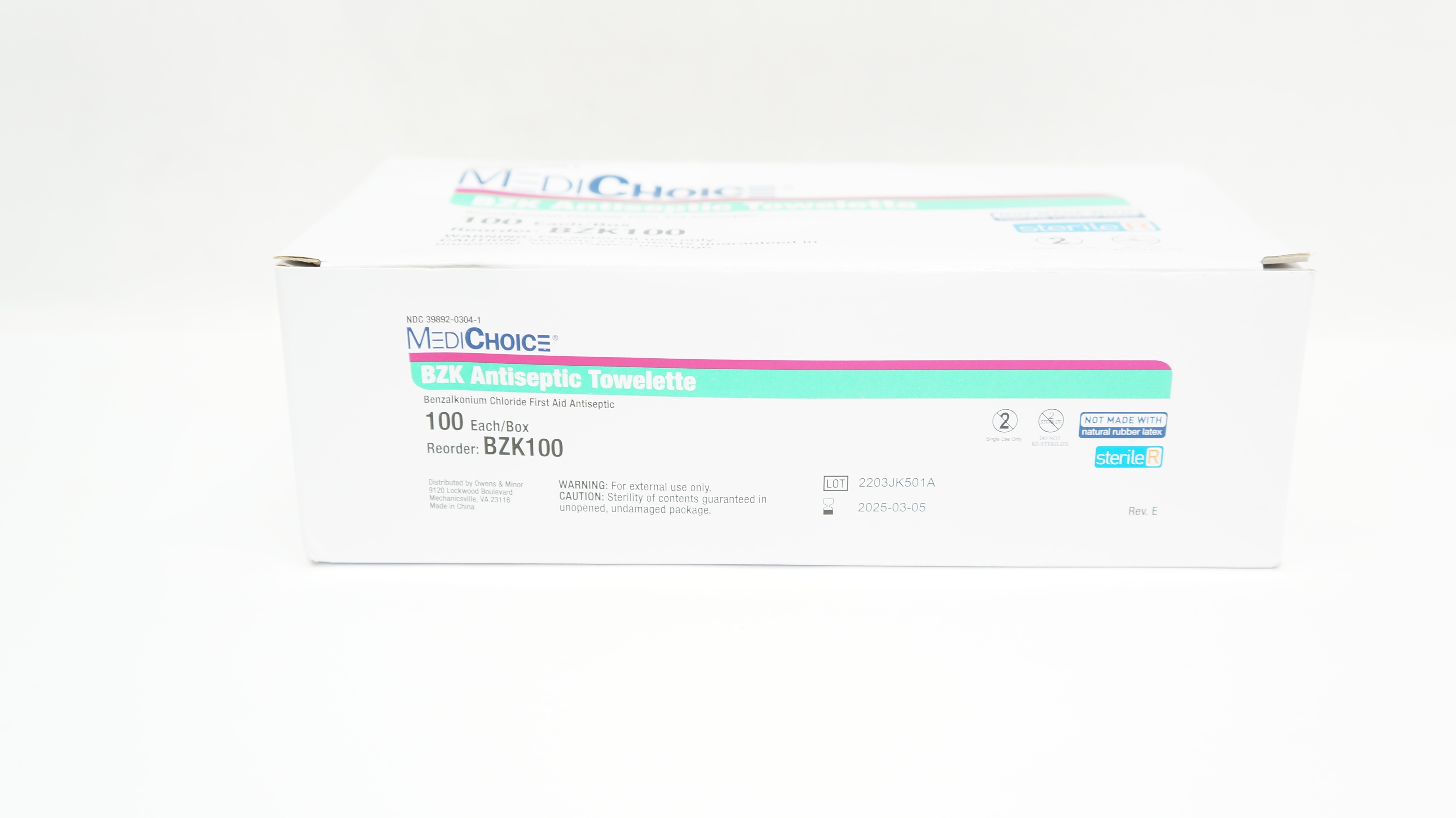 MediChoice BZK100 BZK Antiseptic Towelette - Box of 100