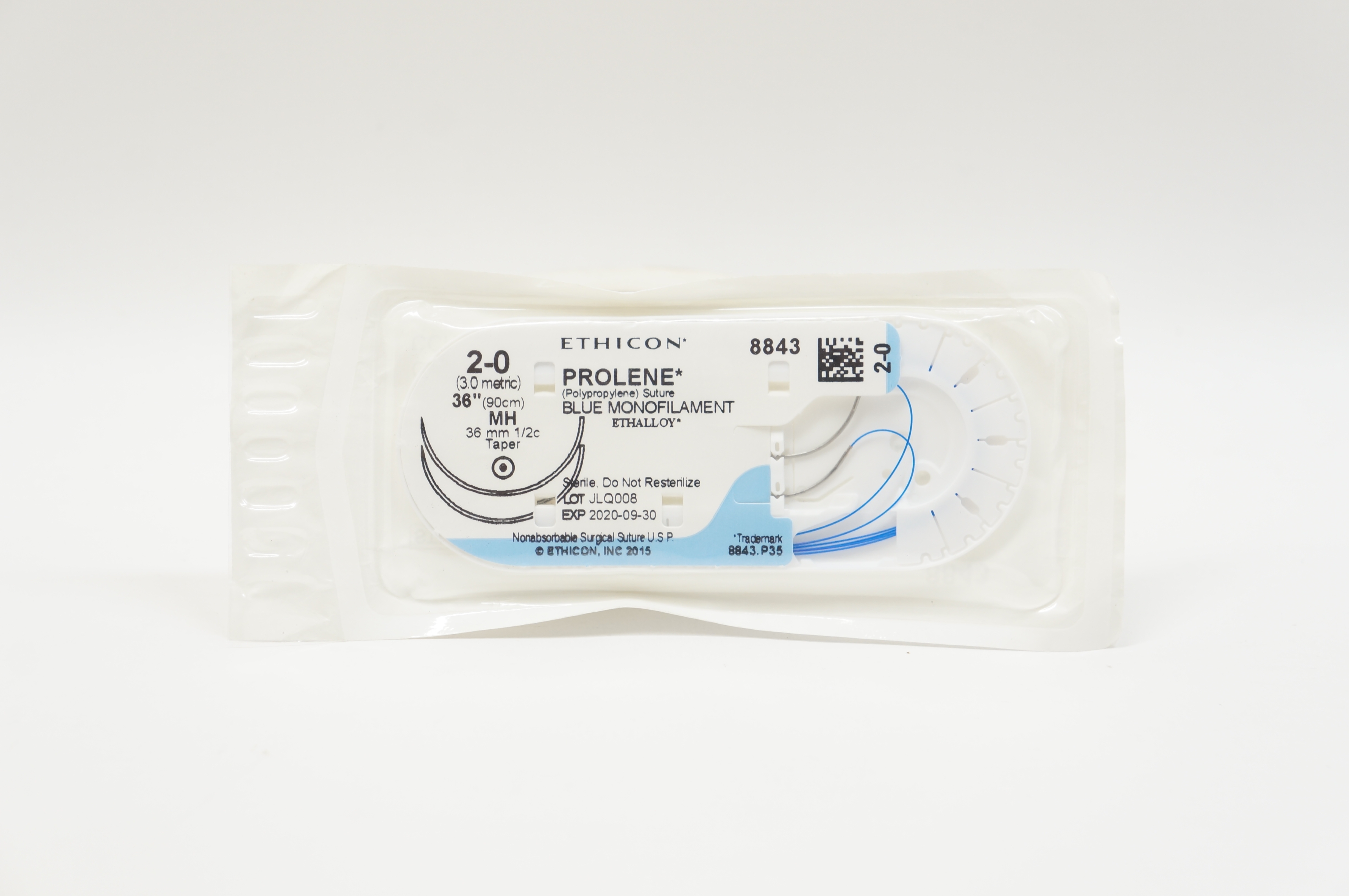 Ethicon 8843 2-0 PROLENE, MH, 36mm 1/2c Taper, 36inch