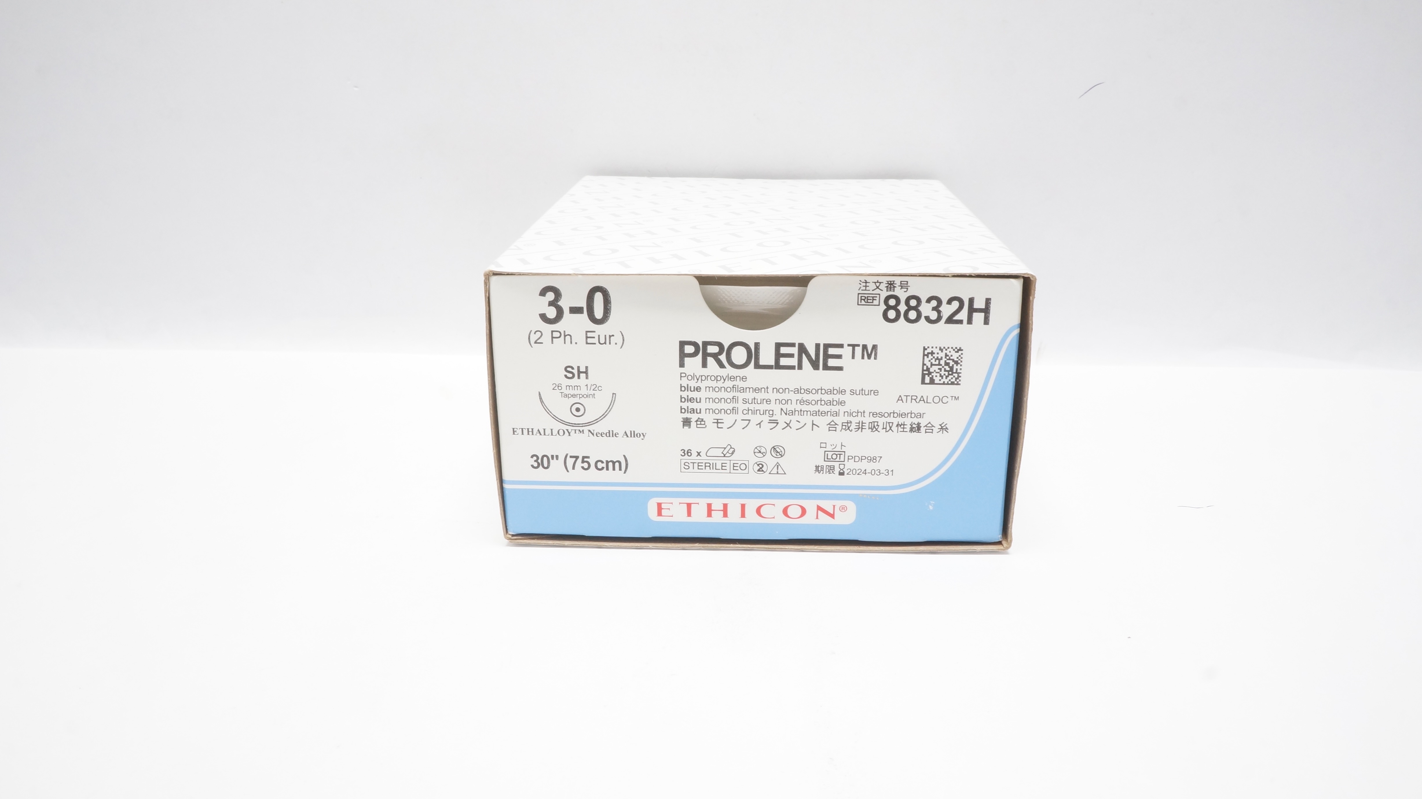 Ethicon 8832H 3-0 Prolene Stre SH 26mm 1/2c Taperpoint 30inch (x) - Box of 35