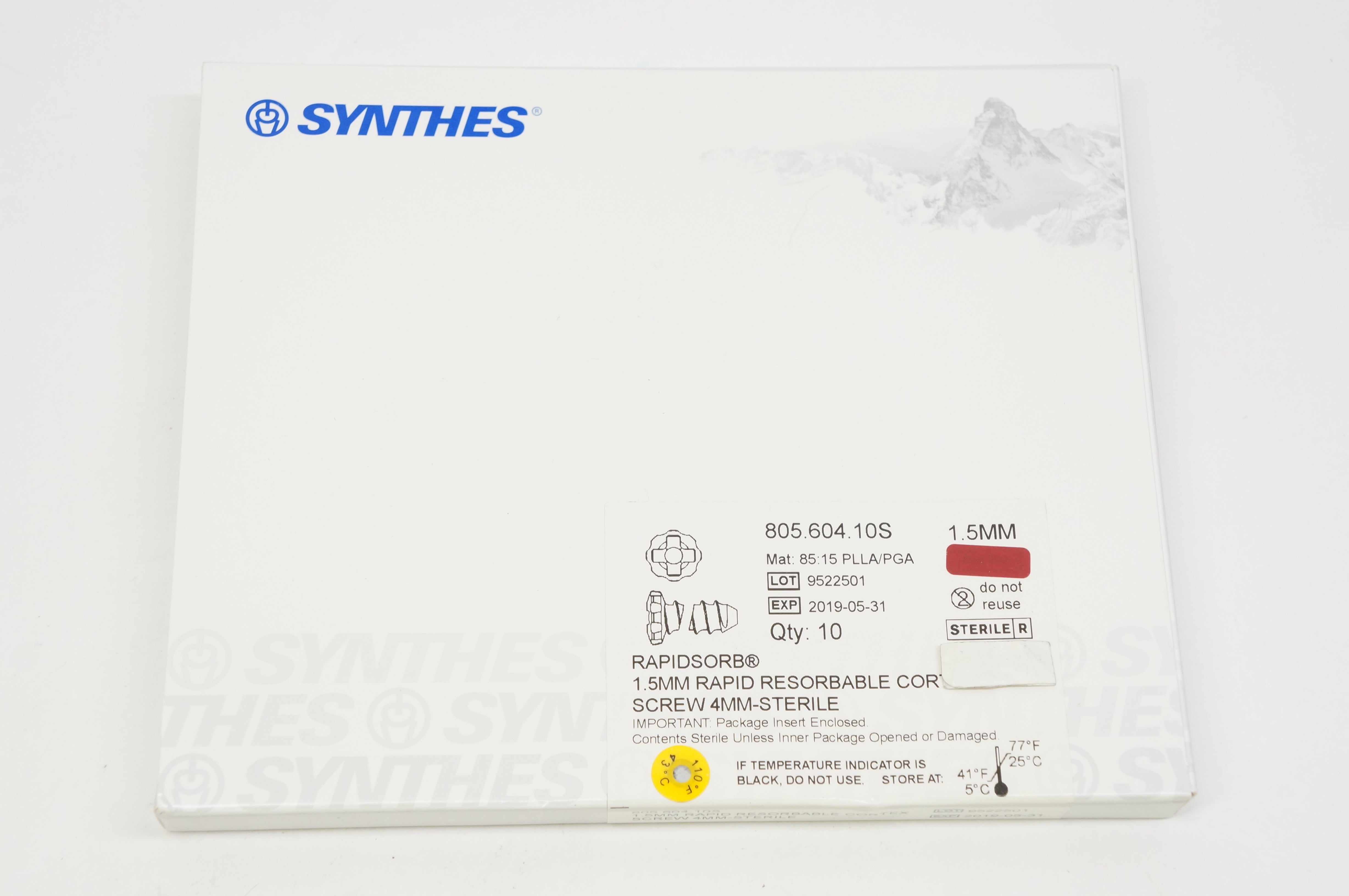Synthes 805.604.10S RAPIDSORB Rapid Resorbable Fixation 1.5mm (x) - Box of 10