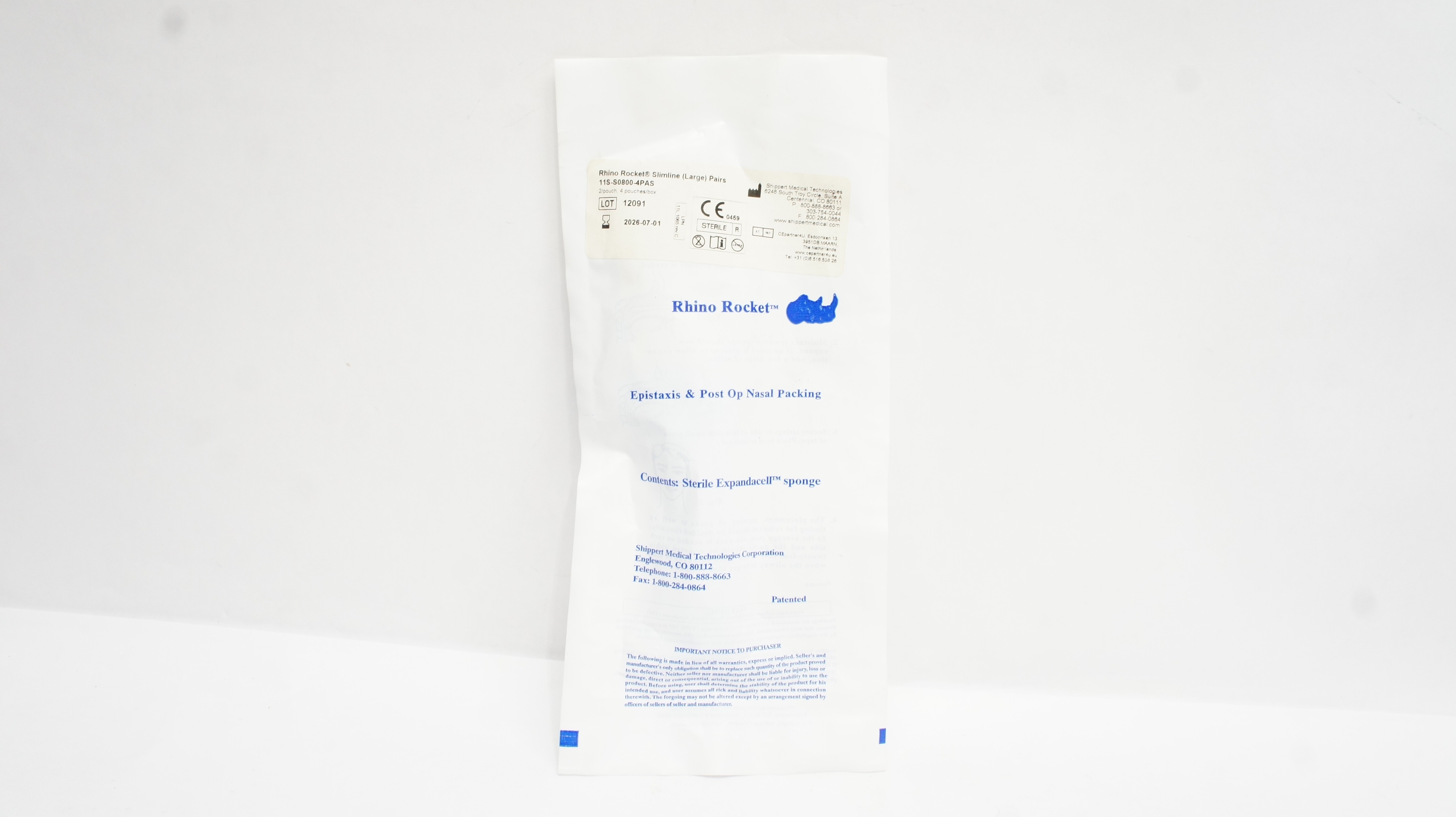 Shippert Medical 11S-S0800-4PAS Rhino Rocket Slimline Large Pairs - Pack of 8