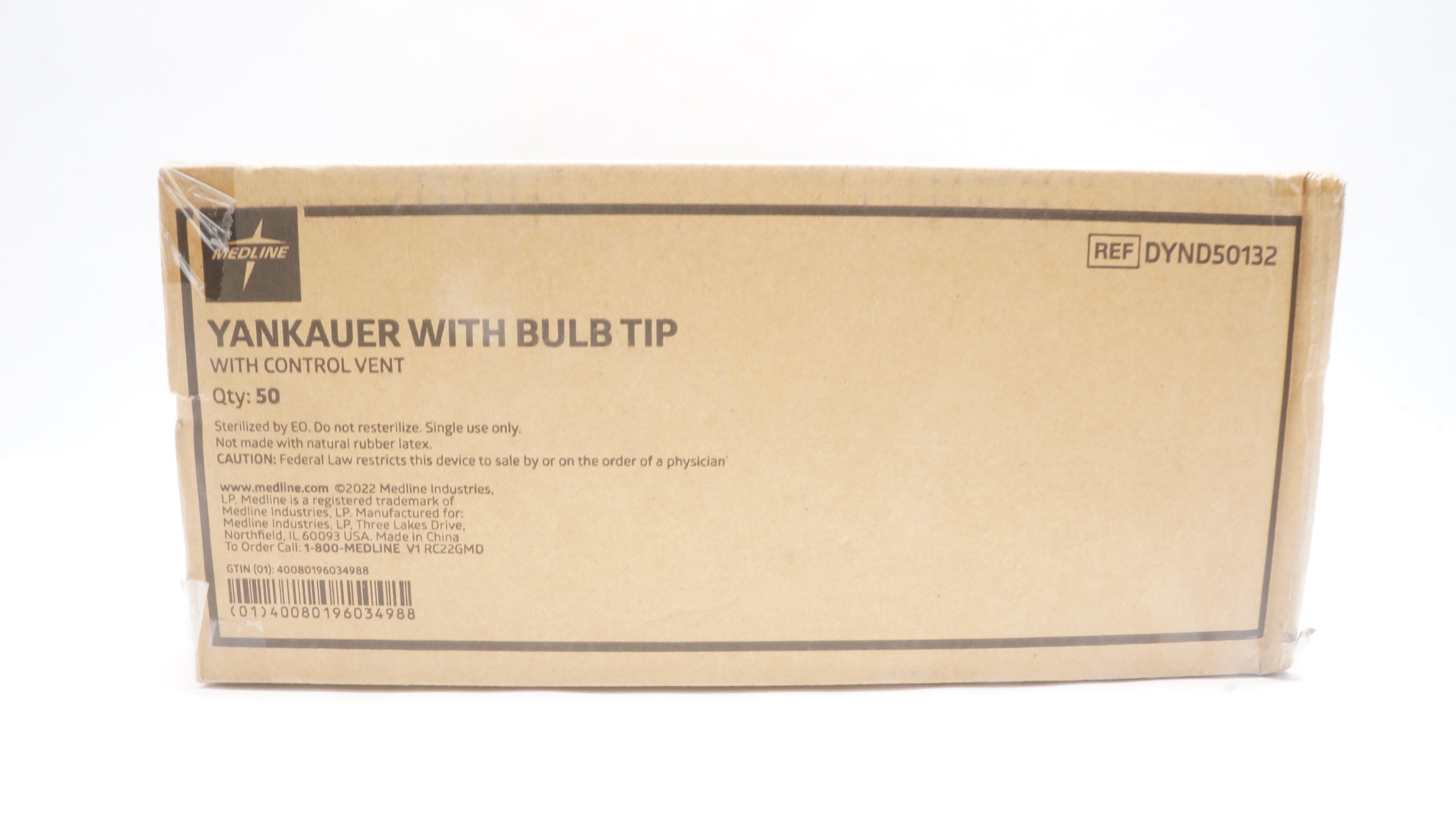 Medline DYND50132 Yankauer With Bulb Tip with Control Vent - Case of 50