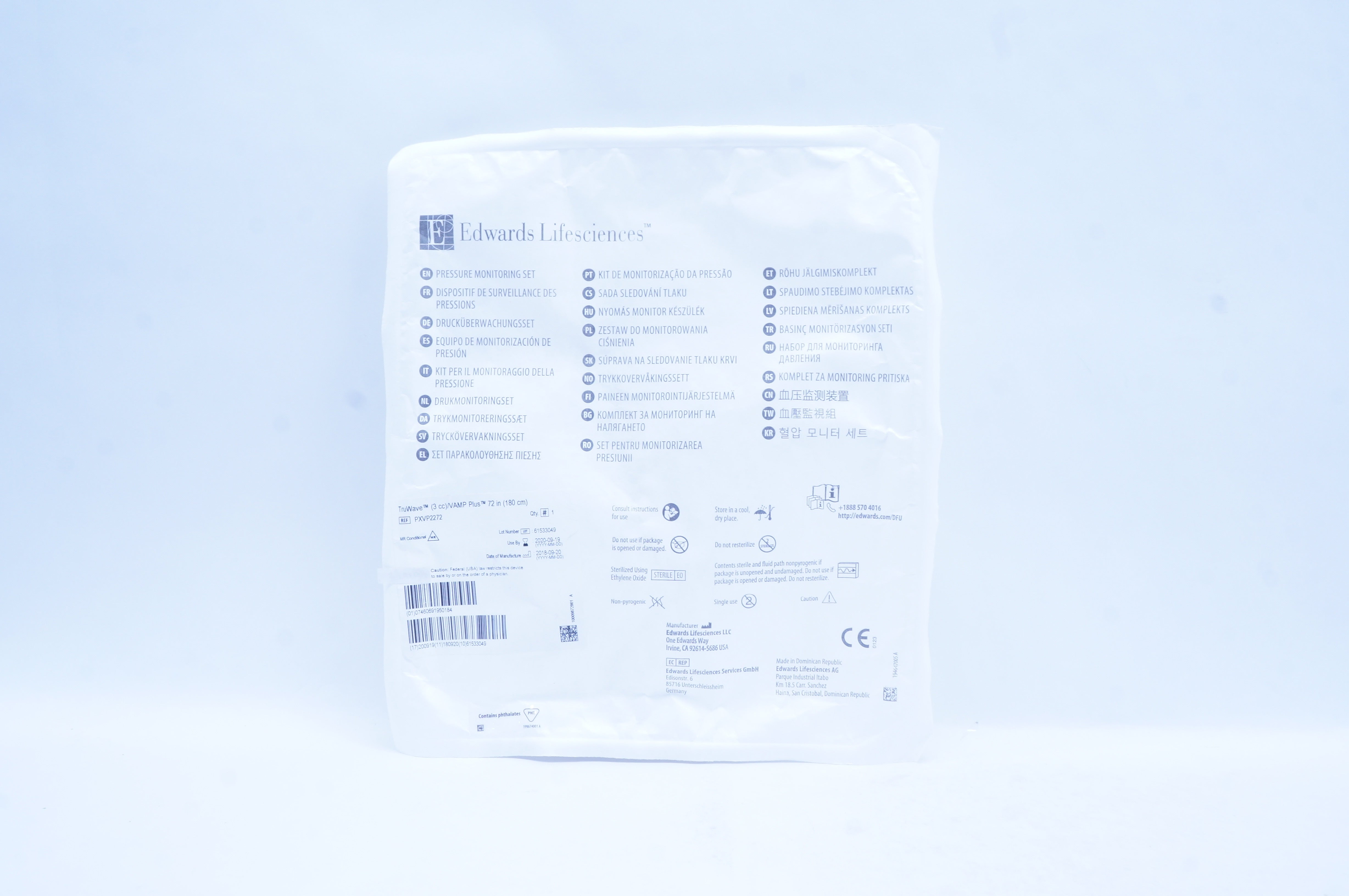 Edwards Lifesciences PXVP2272 Pressure Monitoring Set TruWave VAMP Plus 72in (x)