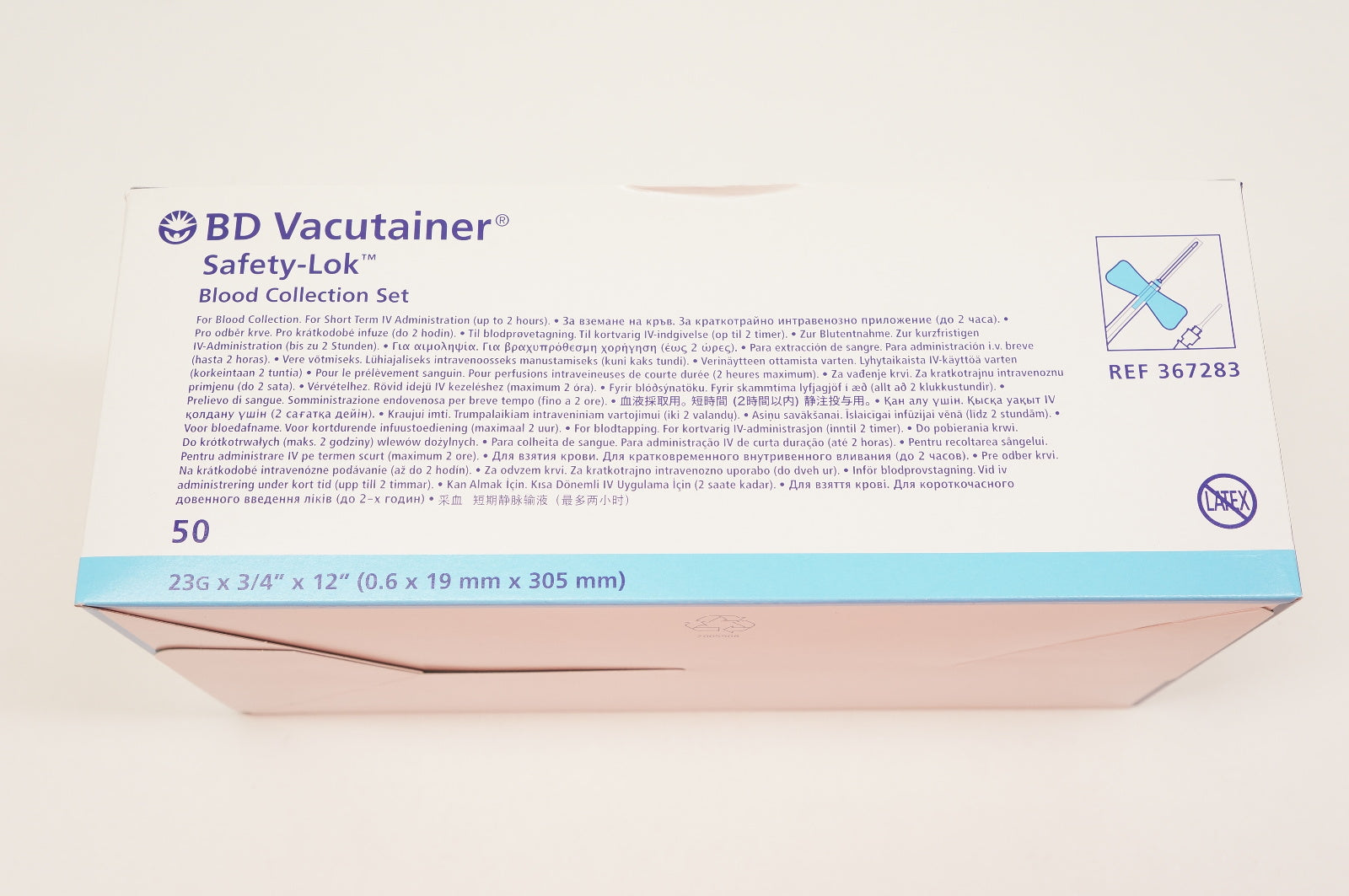 BD 367283 Vacutainer Blood Collection Set 23G x 3/4inch x 12inch (x) - Box of 50