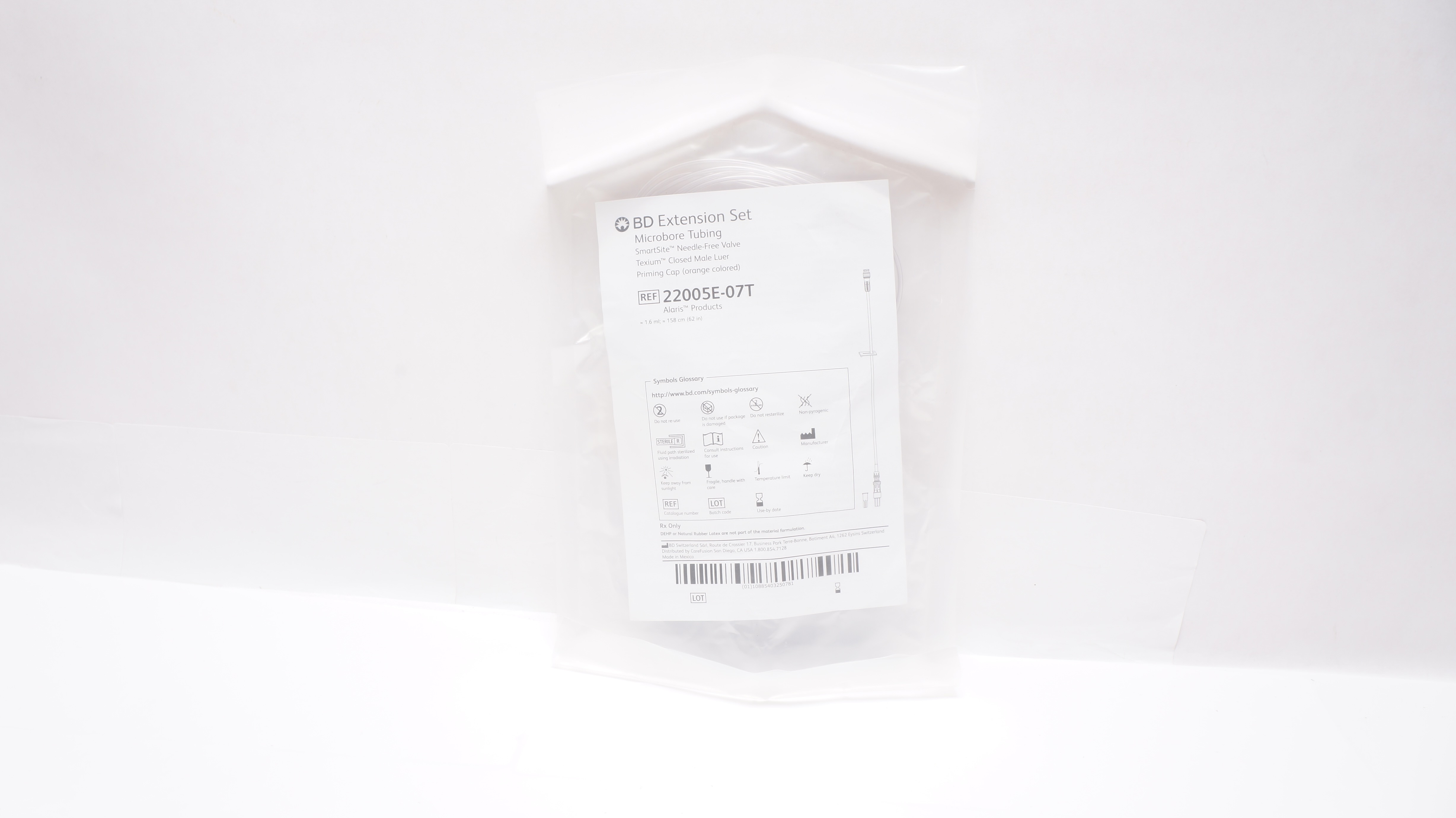 BD 22005E-07T Alaris Extension Set Microbore Tubing 1.6 mL x 62 inch