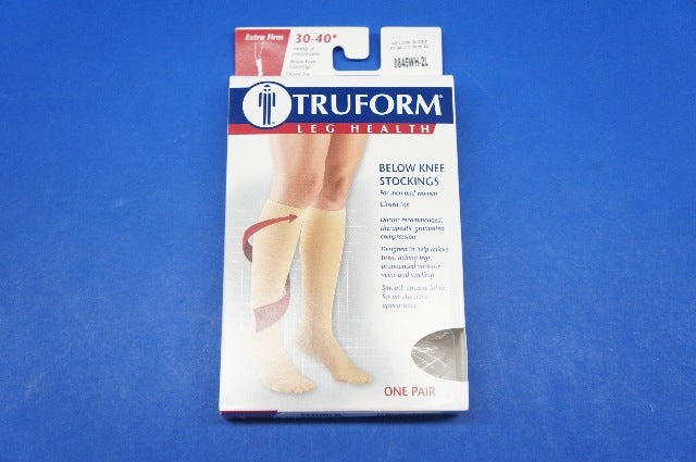 Truform 8845WH-2L 2X-Large size Compression Stocking Soft Top Closed Toe 30-40 mmHg