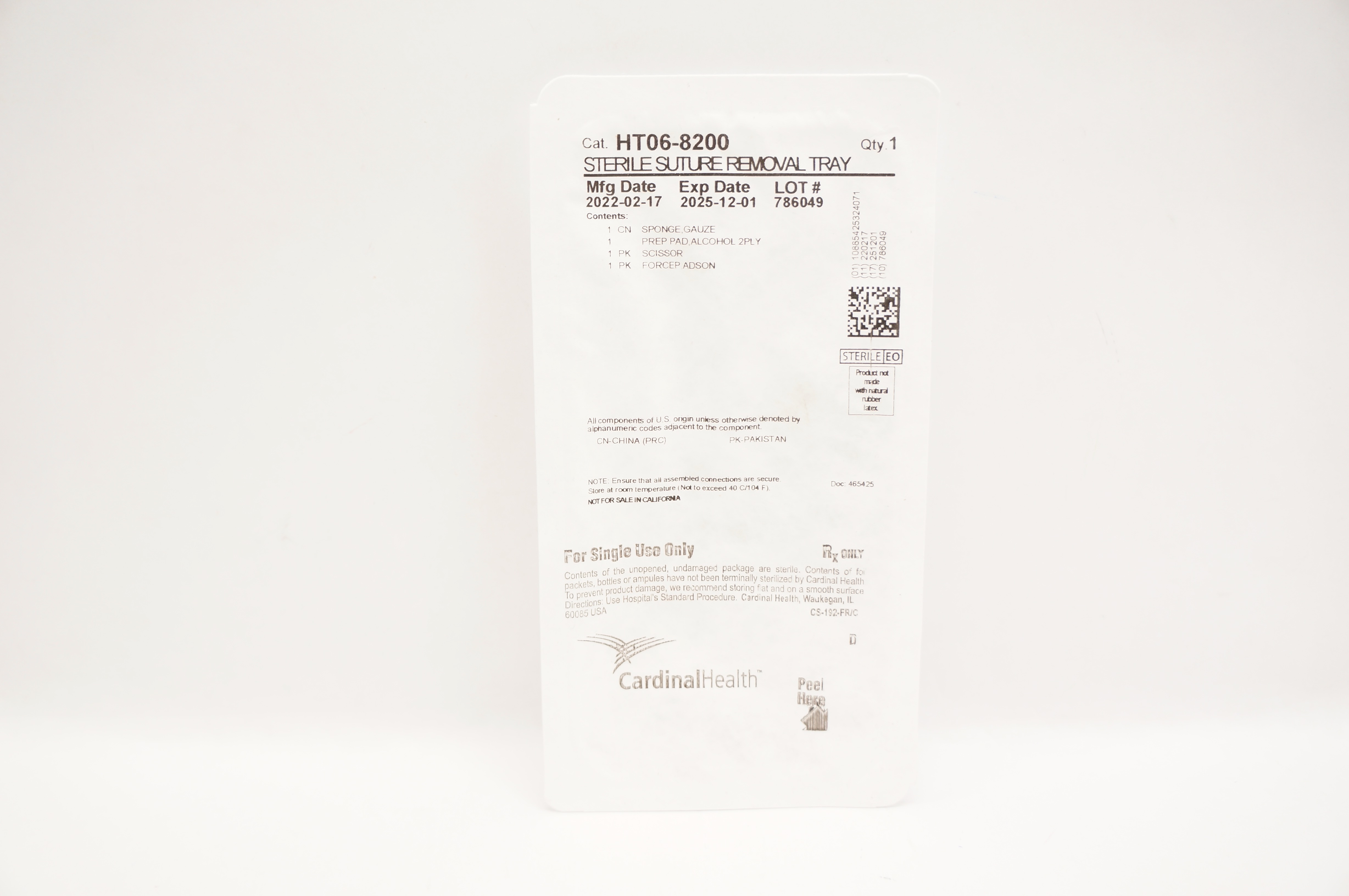 Cardinal Health HT06-8200 Sterile Stre Removal Tray