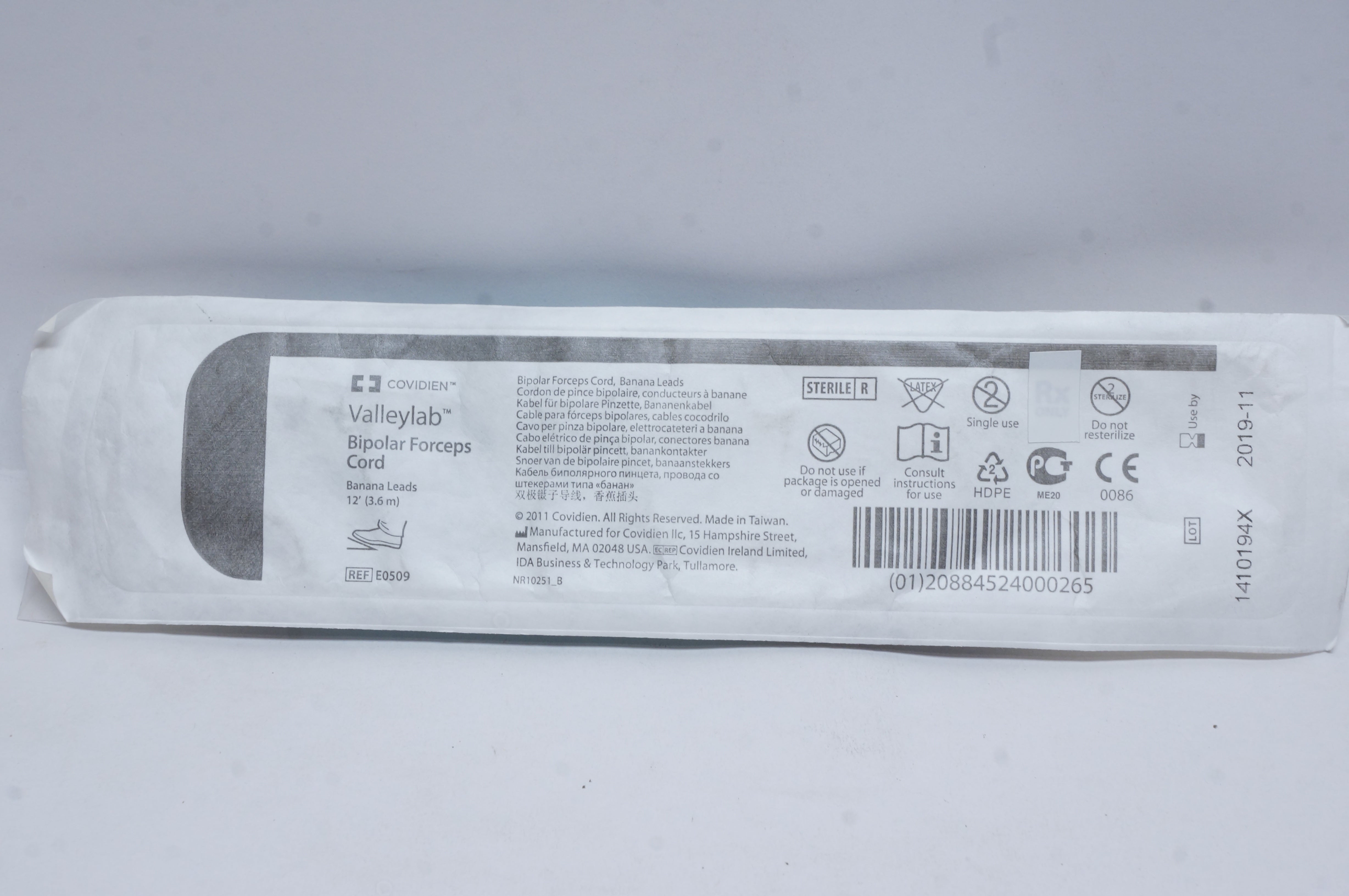 Covidien E0509 Valleylab Bipolar Forceps Cord 12Fr. (x)