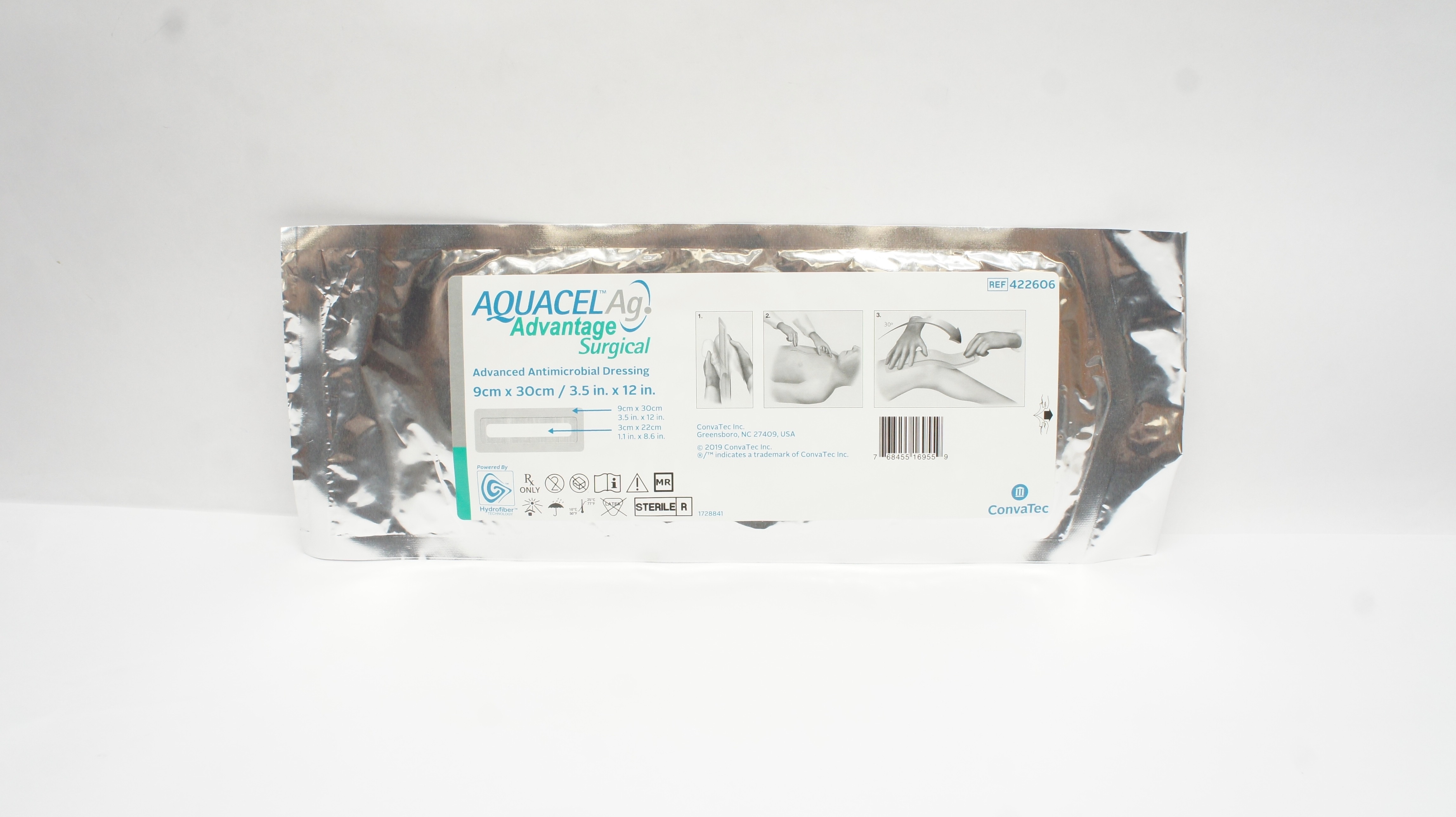 ConvaTec 422606 Aquacel Ag Advanced Antimicrobial Dressing 3.5inch x 12inch
