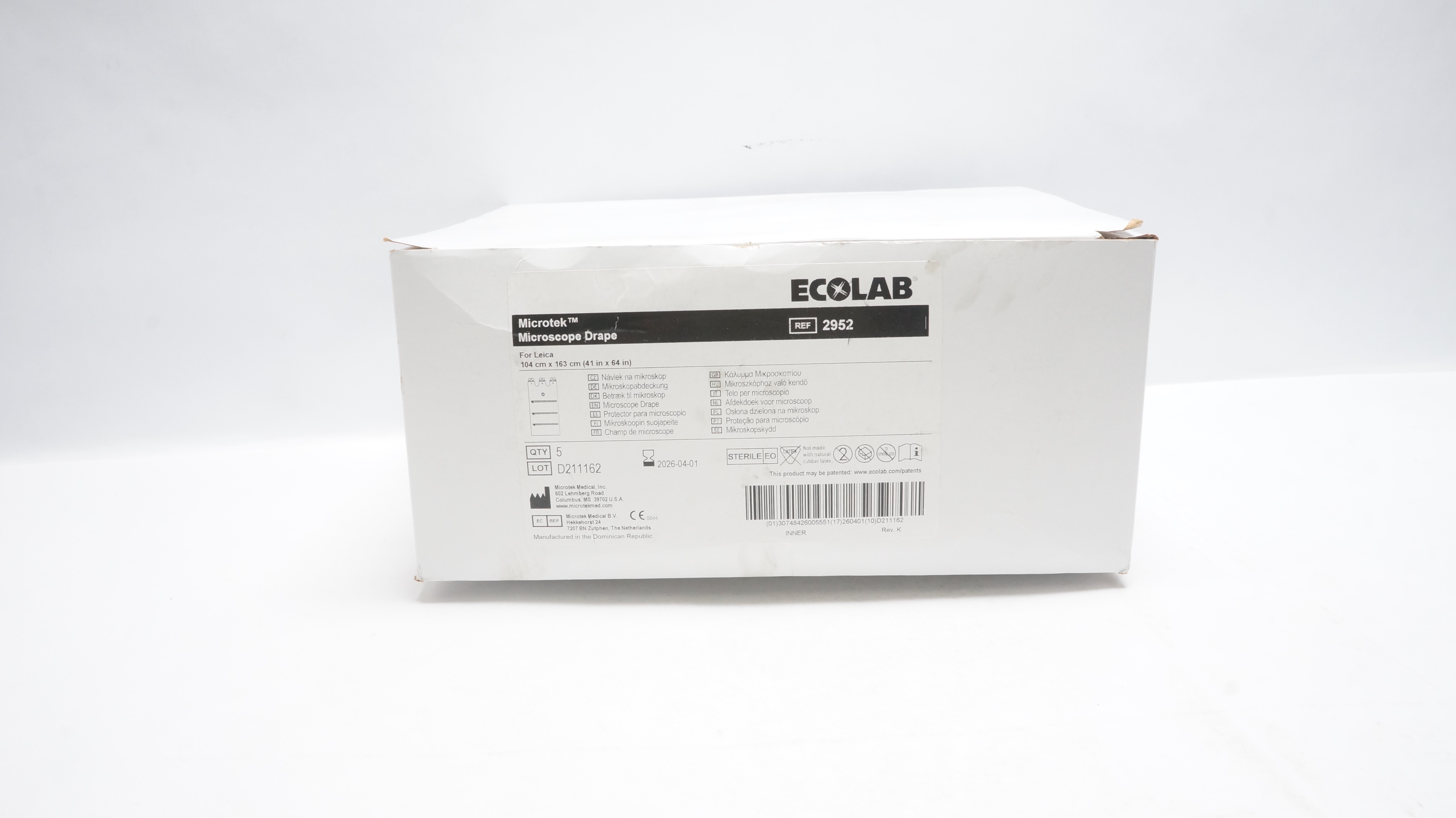 Microtek 2952 Microshield Microscope Drape For Leica 41 inch x 64 inch -Box of 5