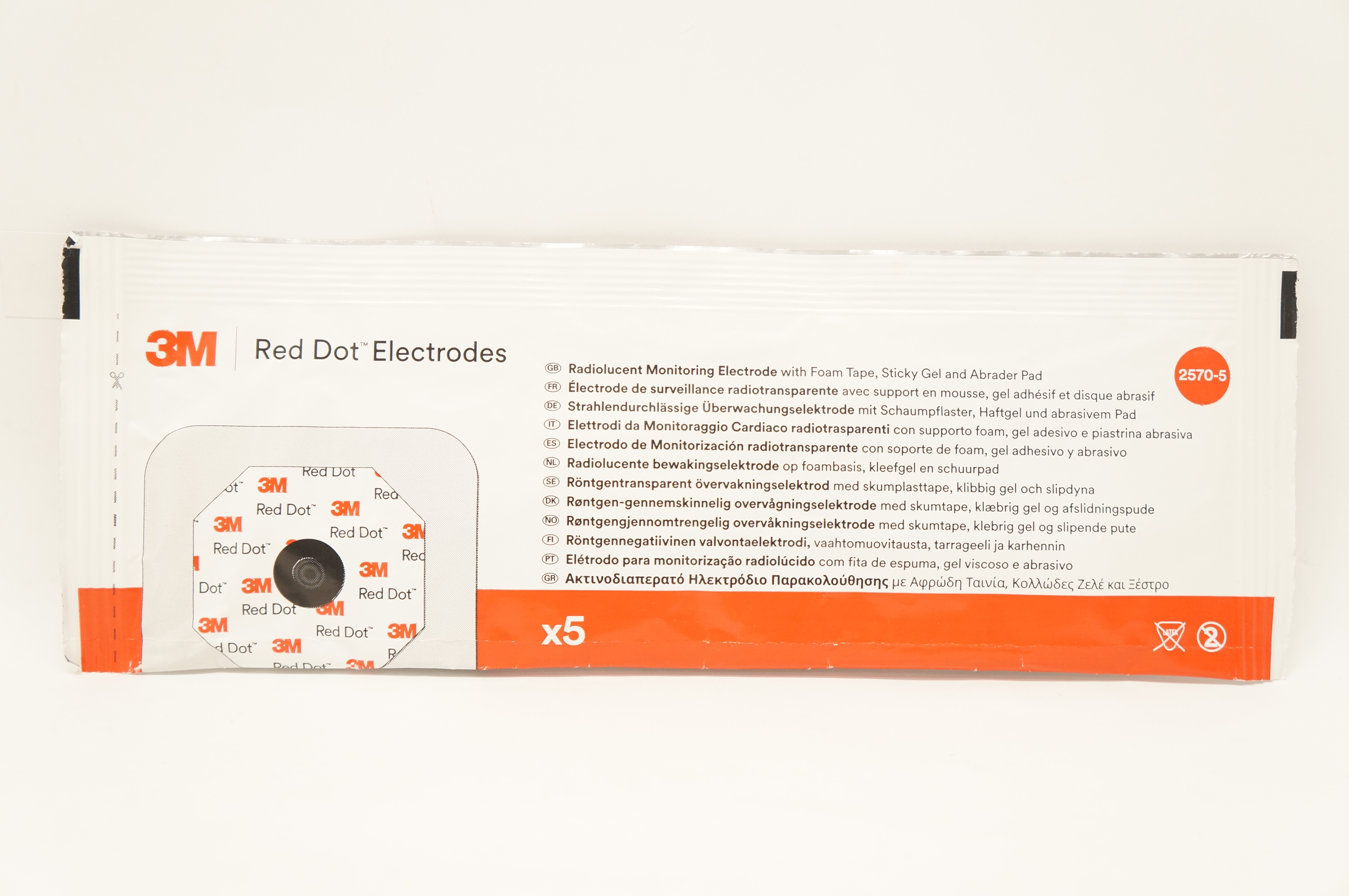 3M 2570-5 Red Dot Radiolucent Monitoring Electrode (x) - Pack of 5