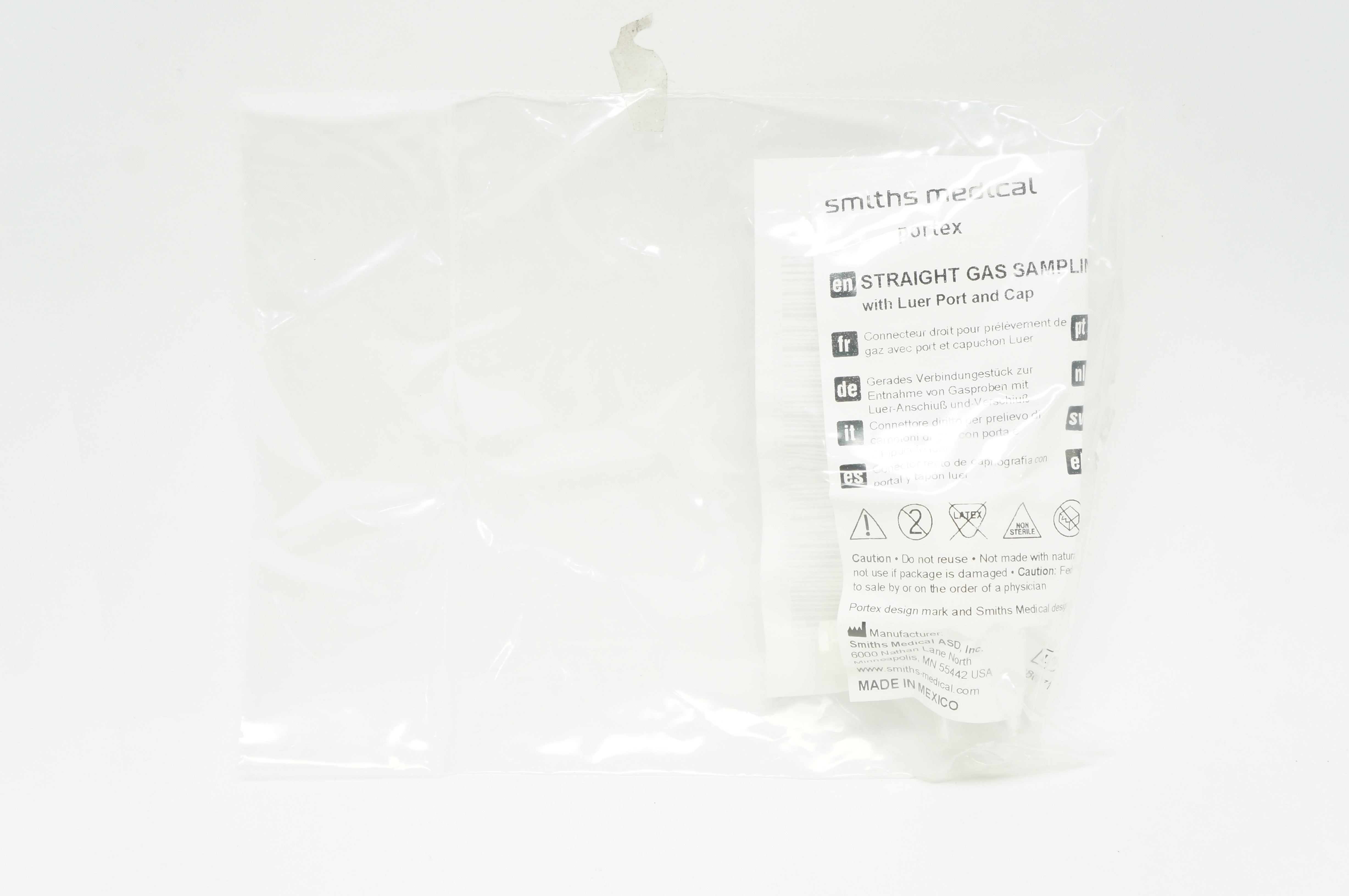 Smiths Medical 225-3524-804 Straight Gas Sampling Connector with Luer Port