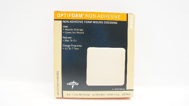 Medline MSC1244EP Optifoam Non-Adhesive Foam Wound Dressing 4 x 4in. - Box of 10
