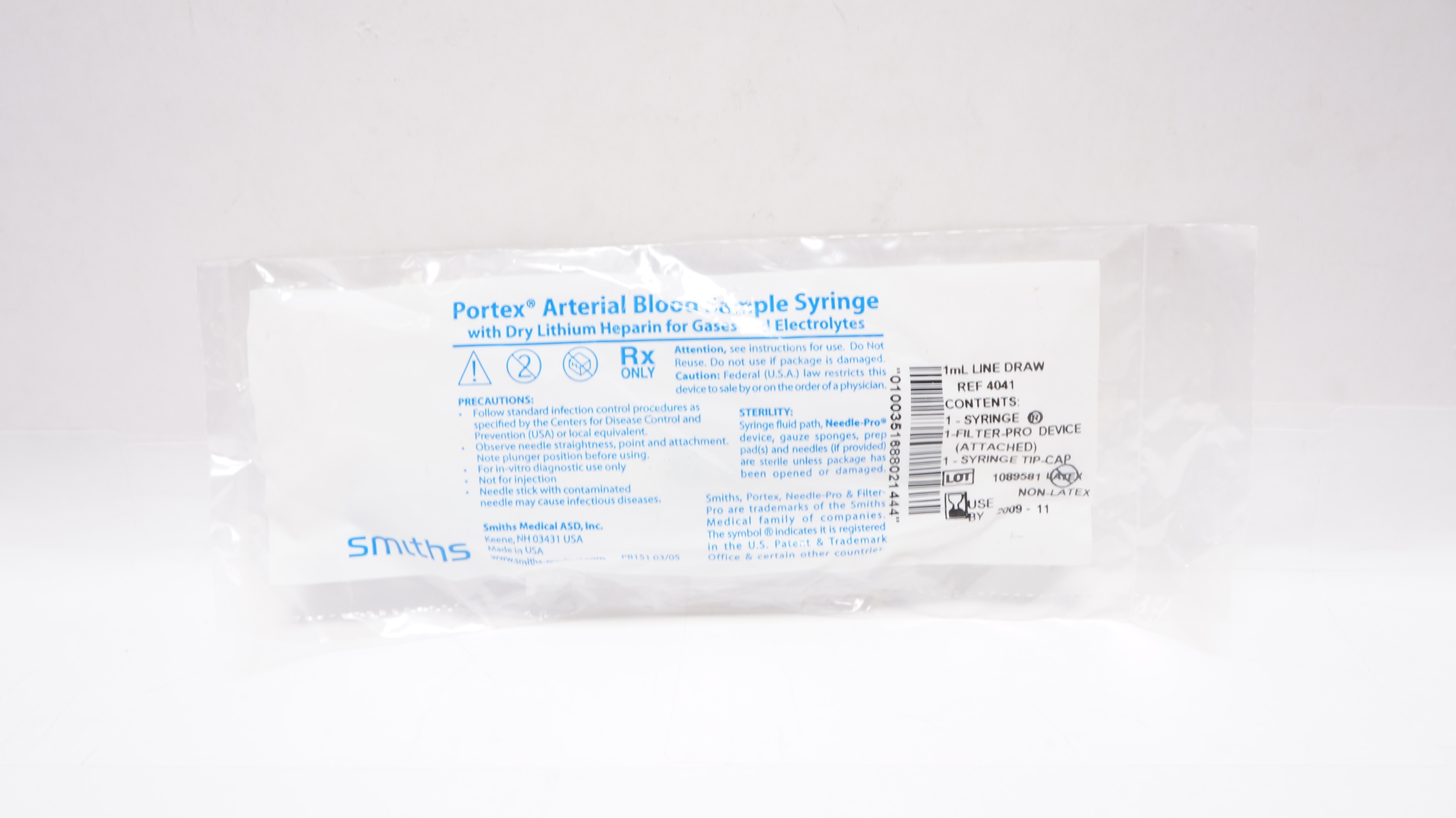 Smiths Medical 4041 Portex Arterial Blood Sample Syringe (x)