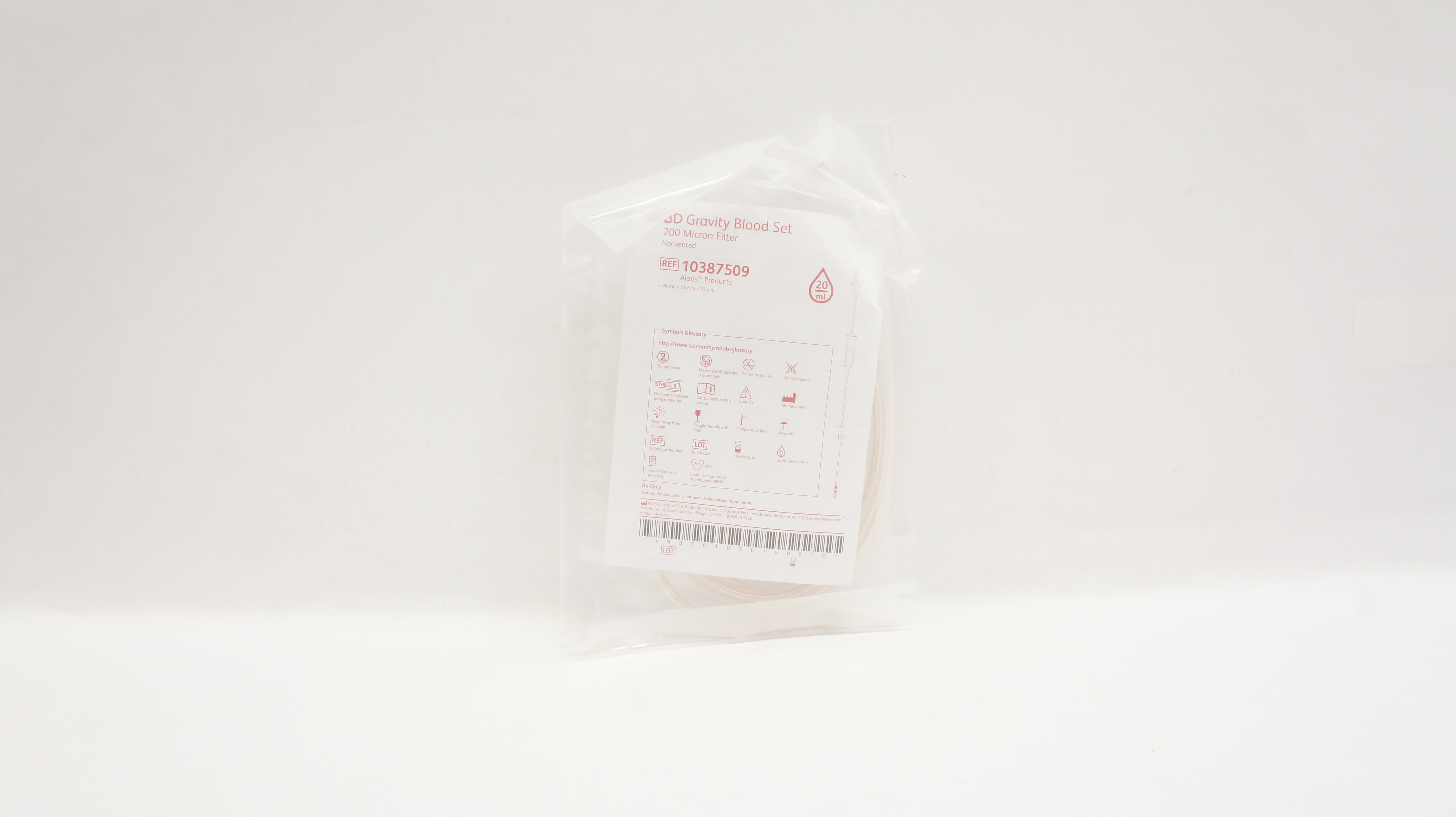 BD 10387509 Gravity Blood Set 200 Micron Filter, Nonvented 20ml