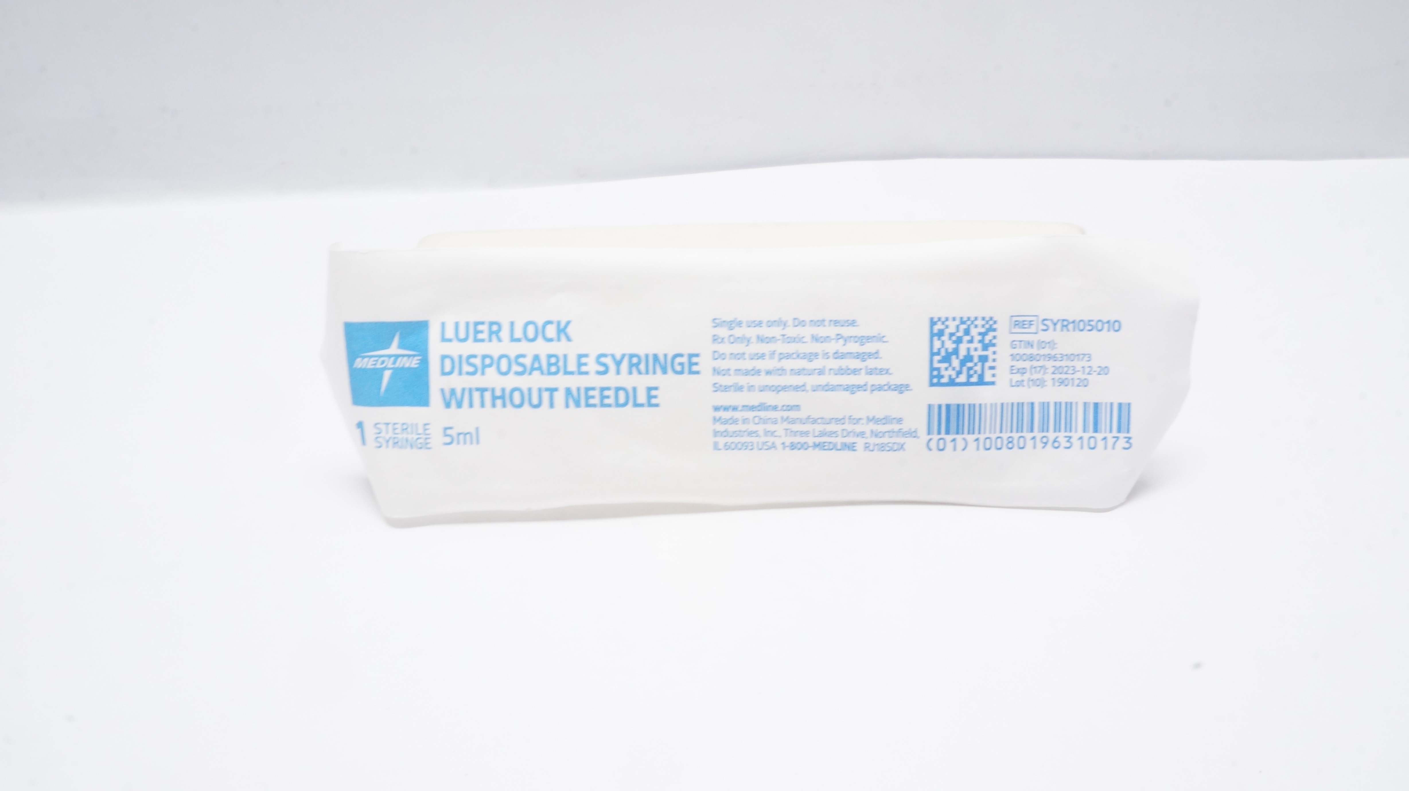 Medline SYR105010 Luer Lock Disposable Syringe Without Ndle 5ml (x)