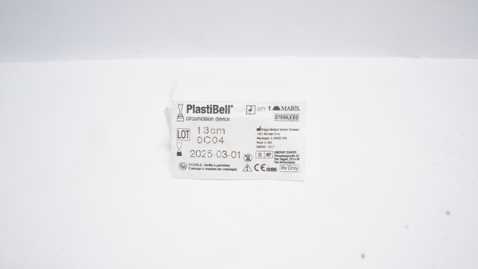 MABIS 830445 PlastiBell Circumcision Device 1.3cm Sterile