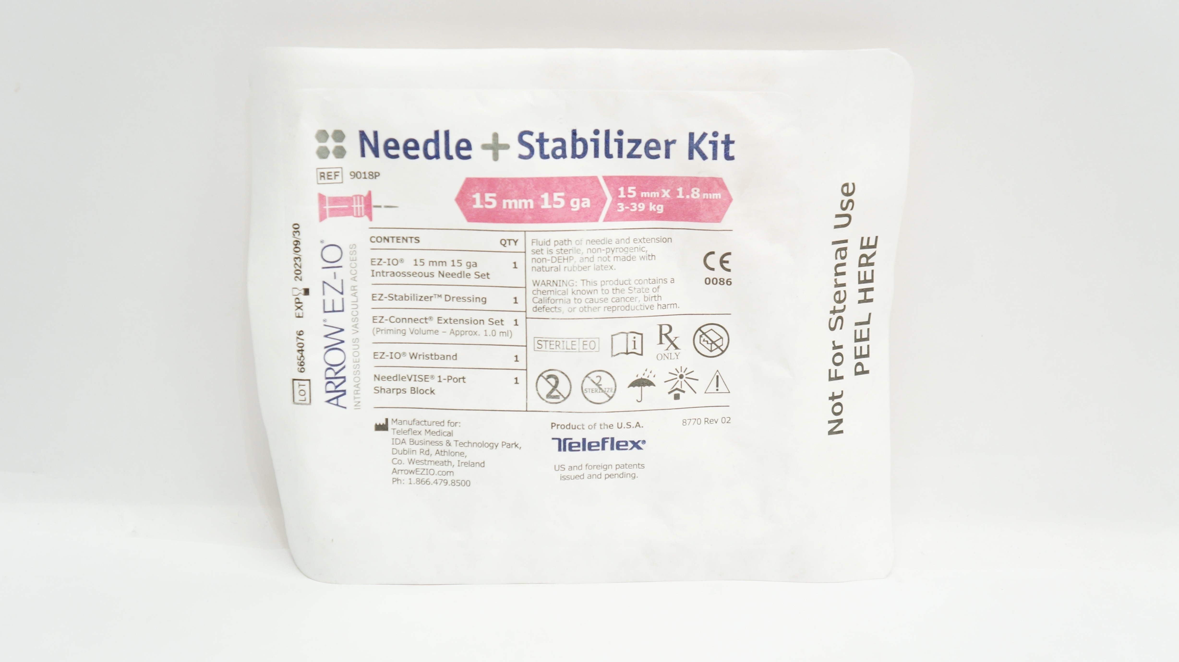 Teleflex 9018P Arrow EZ-IO Ndle + Stabilizer Kit 15mm x 15Ga, 3-39kg