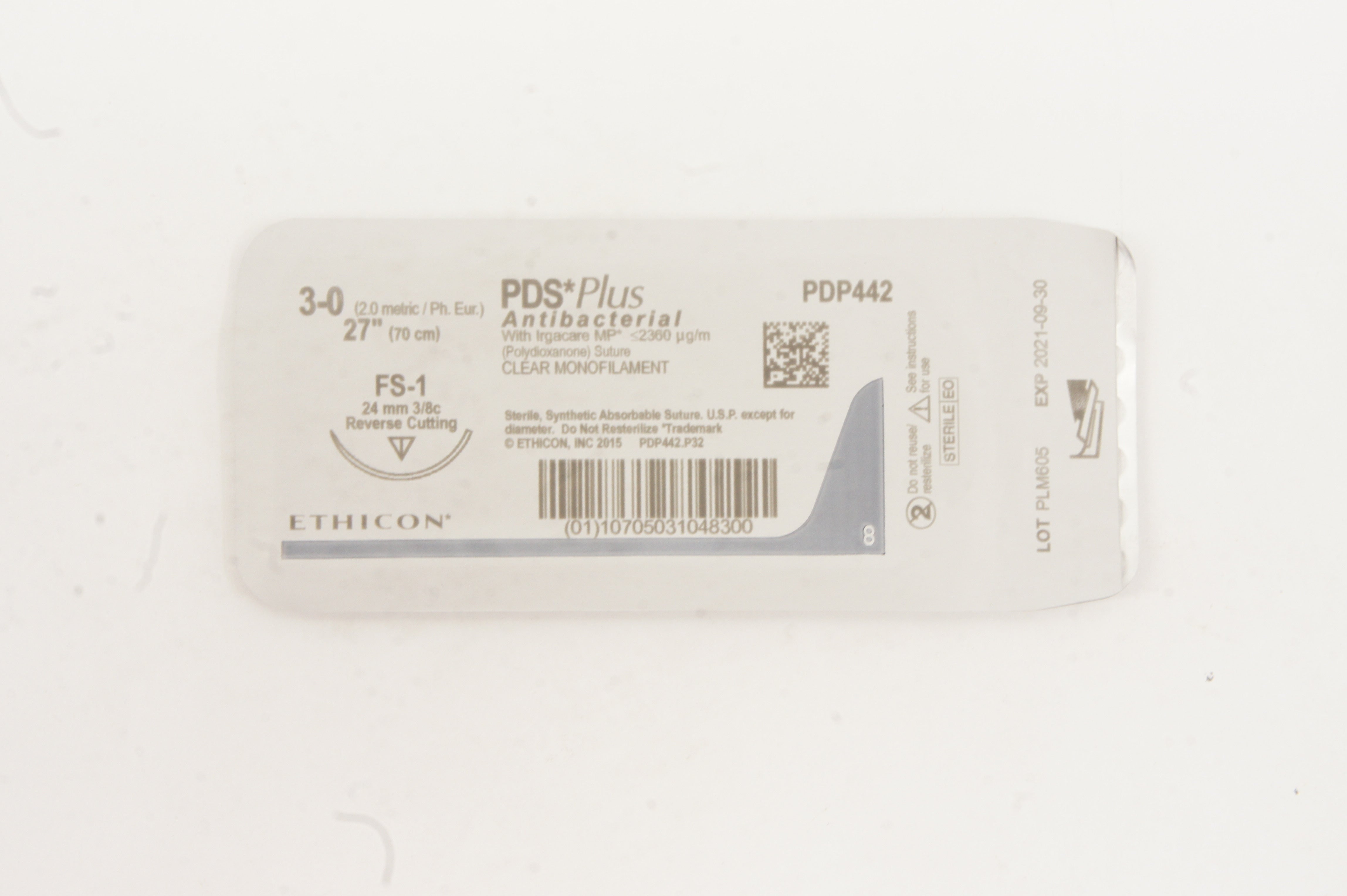 Ethicon PDP442 3-0 PDS  Plus, FS-1 24mm 3/8c Reverse Cutting, 27inch