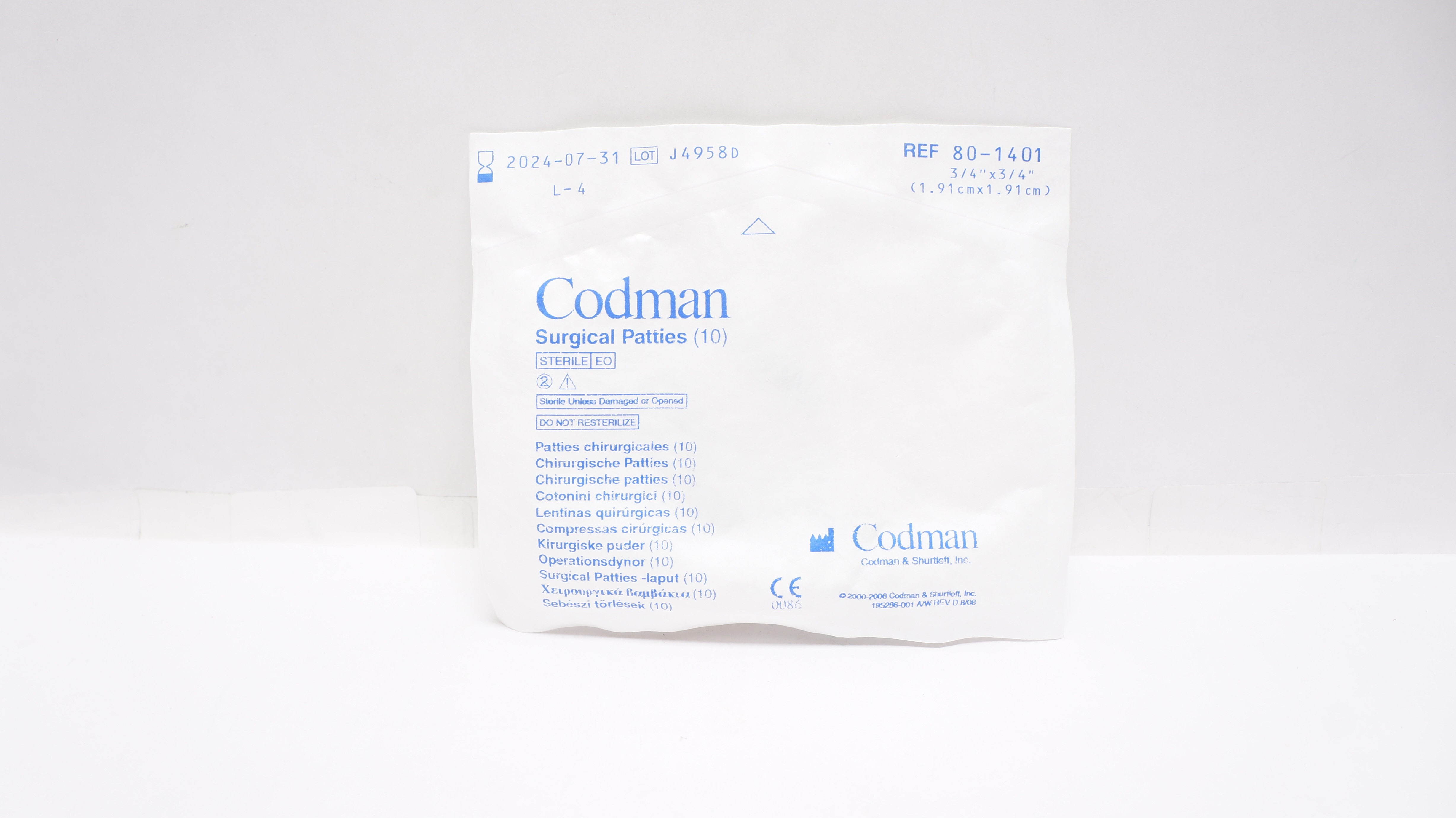 Codman 80-1401 Surgical Patties 3/4 x 3/4 inch - Pack of 10