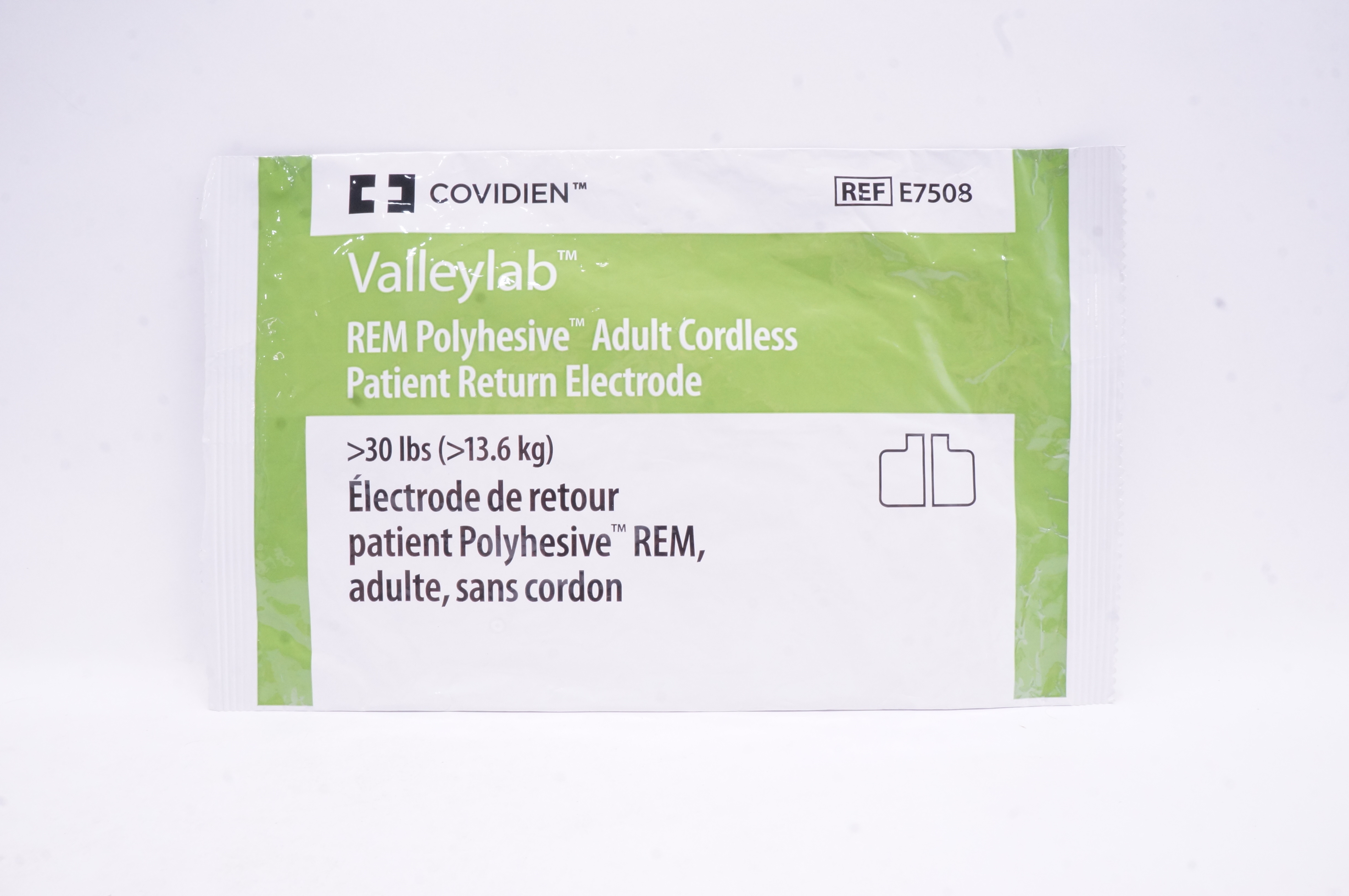 Covidien E7508 ValleyLab Polyhesive Adult Return Electrode, Cordless >30lbs (x)