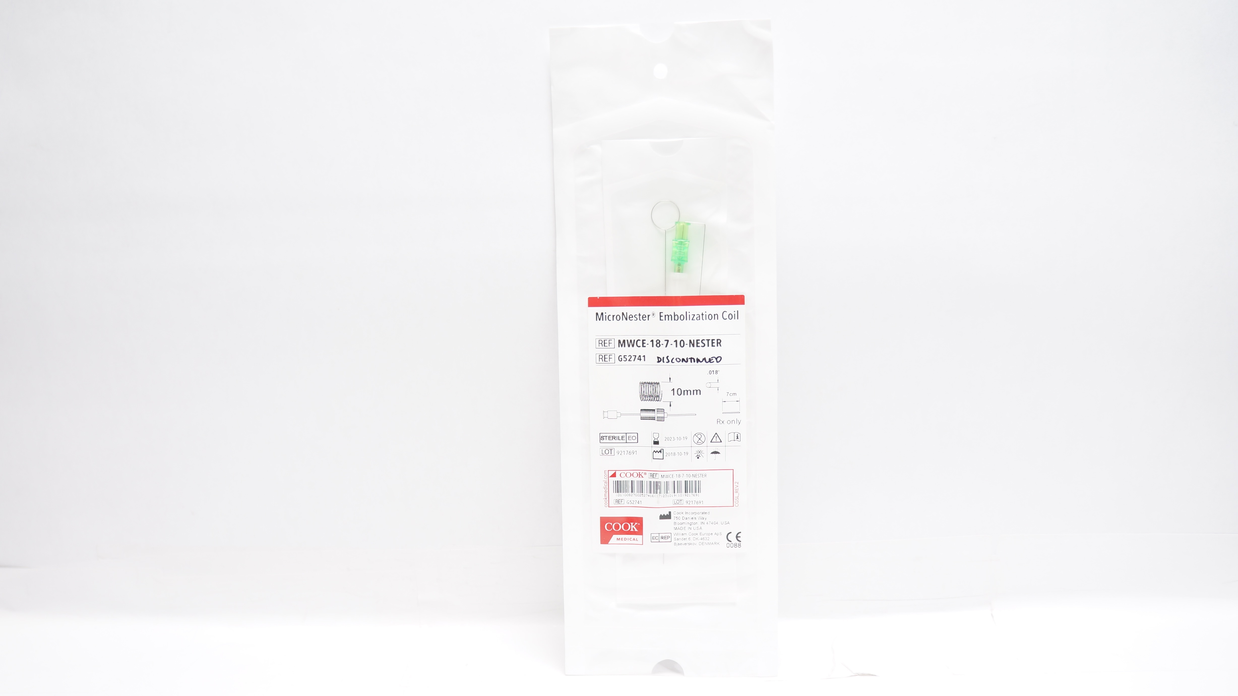 Cook Medical G52741 MicroNester Embolization Coil 10mm x 7cm x .018inch (x)